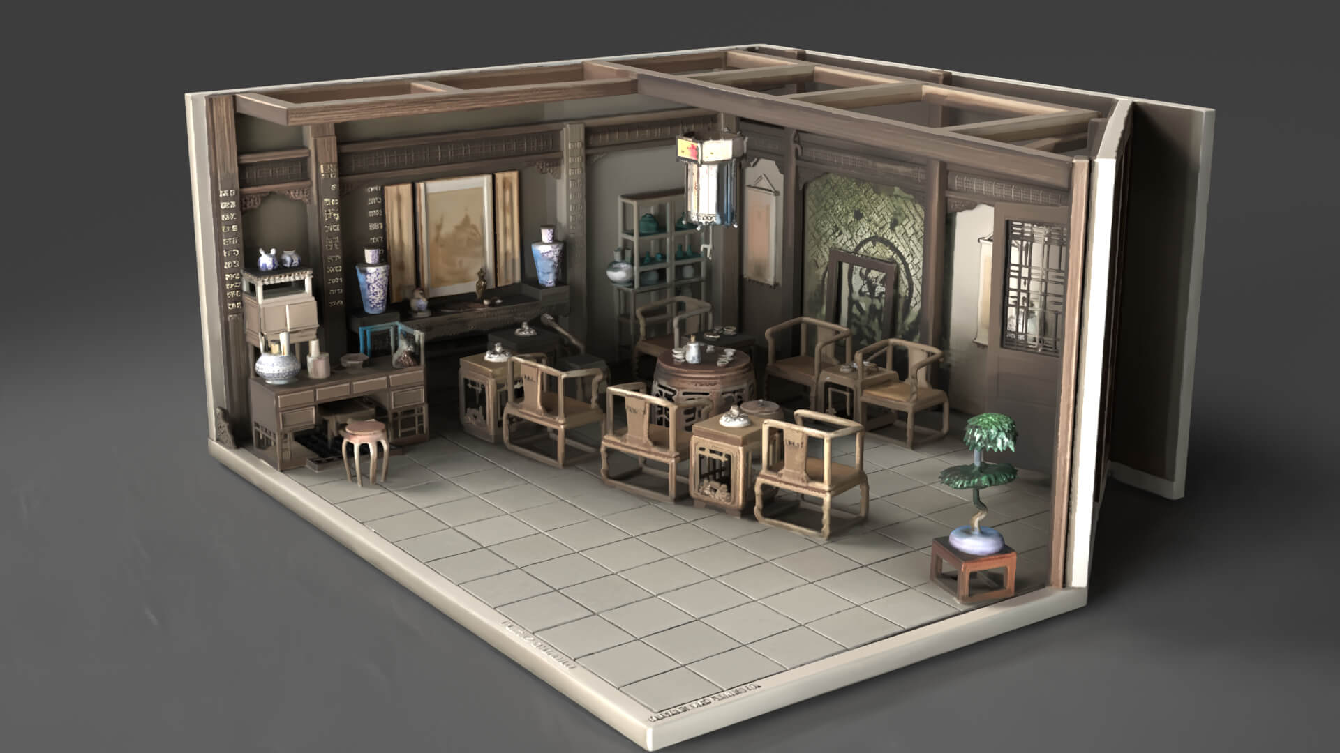 Chinese Interior Living Room Design 3D Model 3D Model
