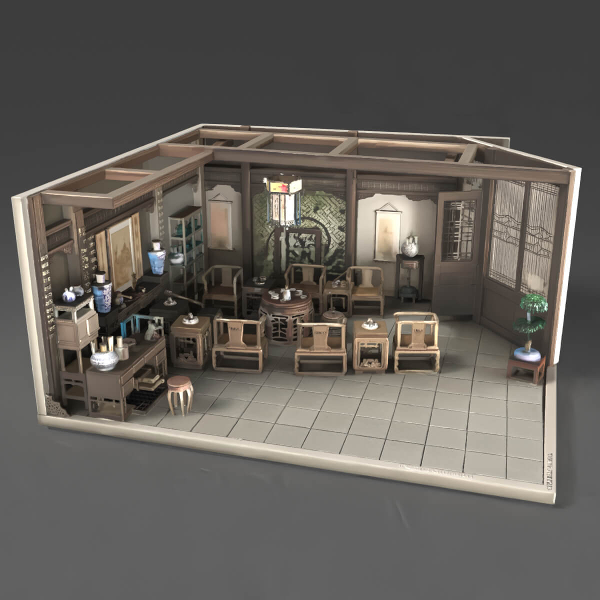 Chinese Interior Living Room Design 3D Model 3D Model