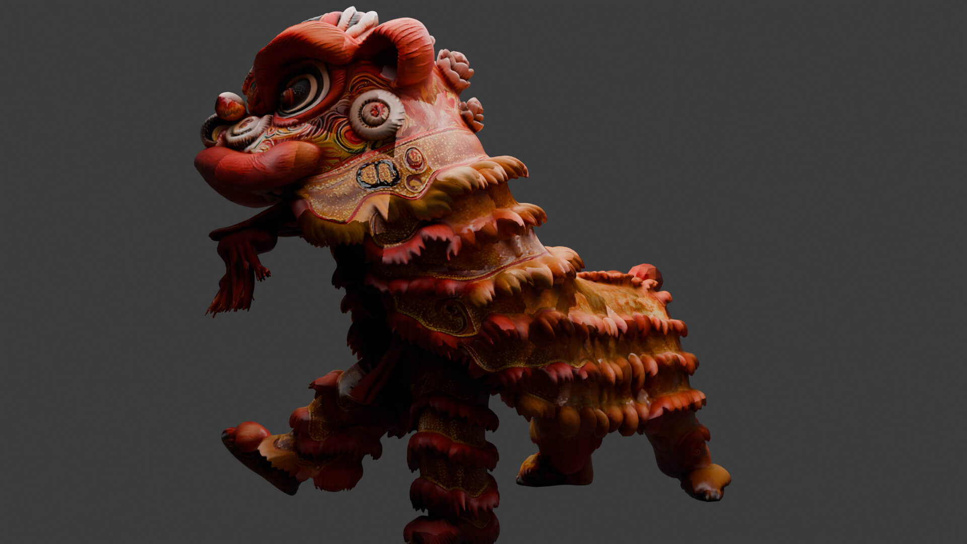 Chinese Lion Dance Costume 3D Model 3D Model