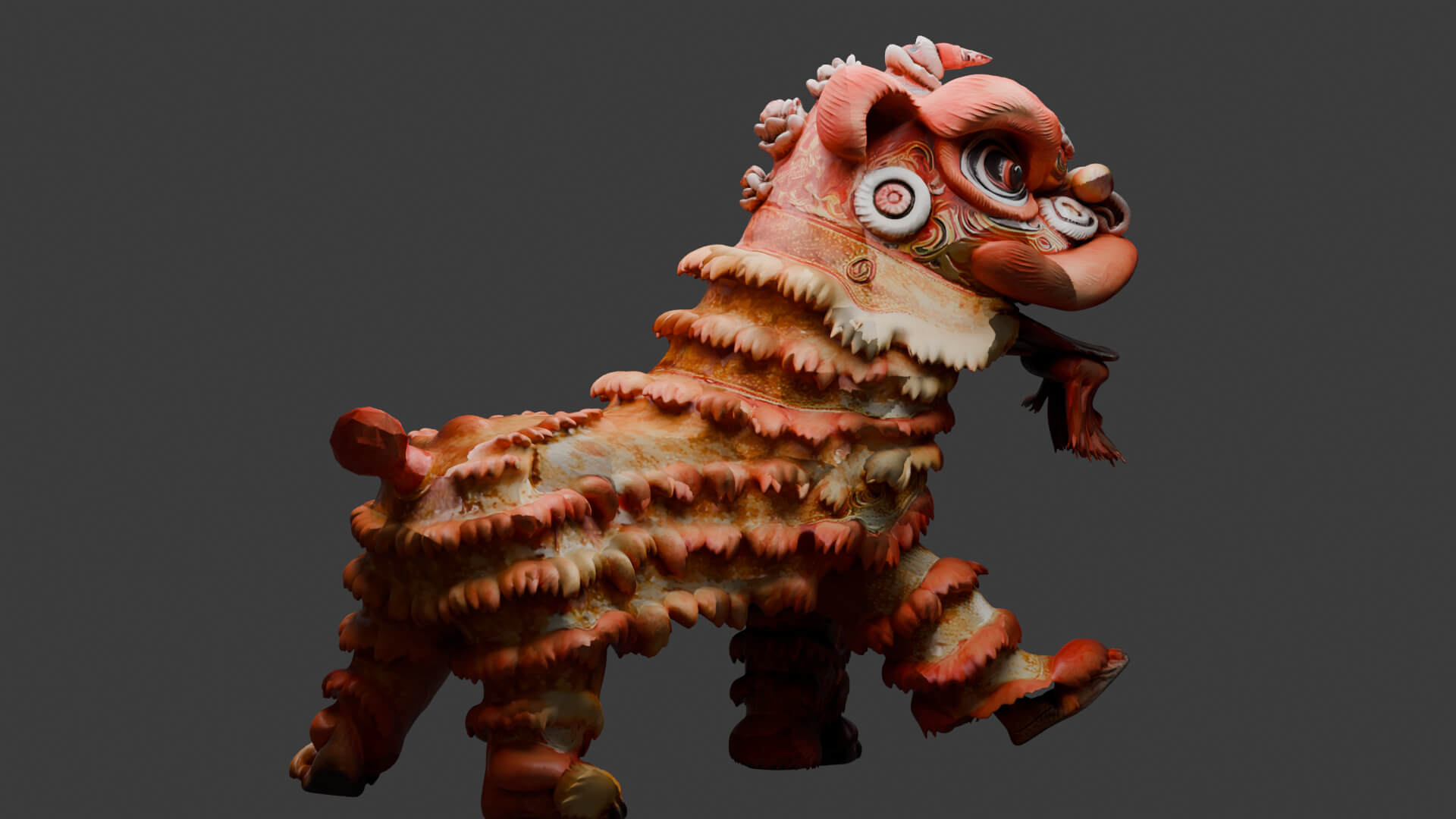 Chinese Lion Dance Costume 3D Model 3D Model