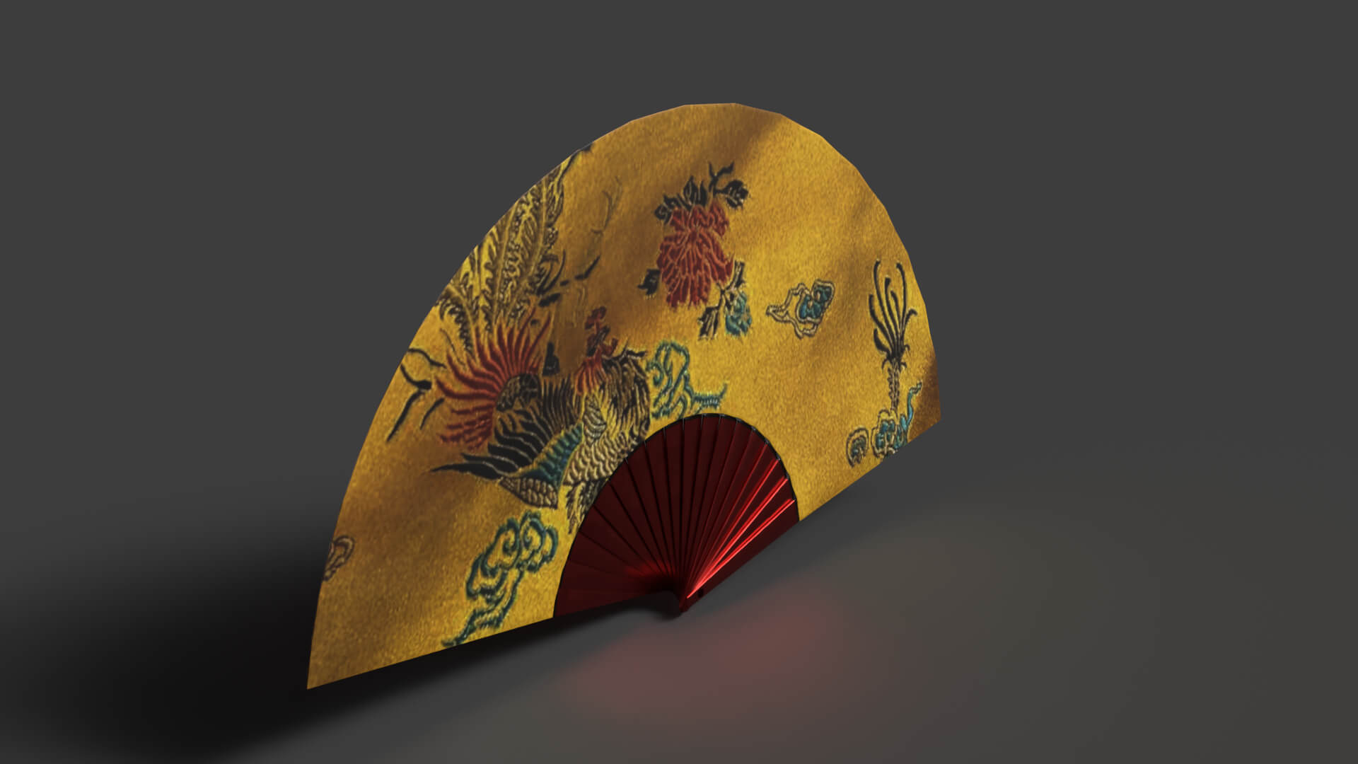 Traditional Chinese Hand Fan 3D Model