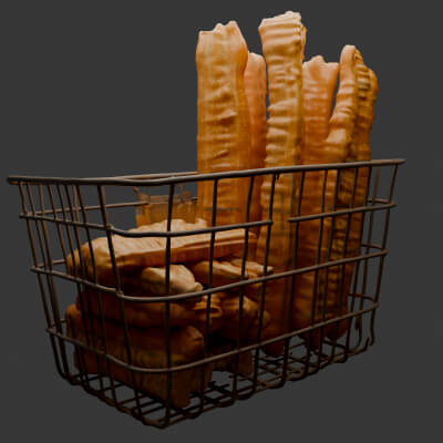 Youtiao Chinese Fried Dough Sticks in Wire Basket