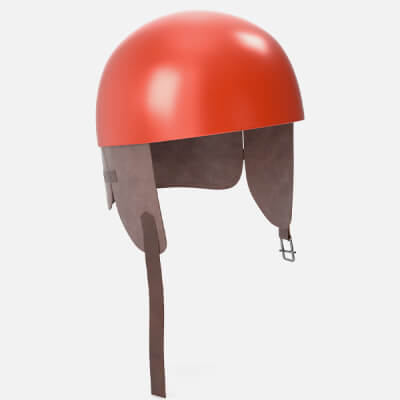 Vintage Formula 1 Racing Helmet 1952 3D Model Orange Low-Pol