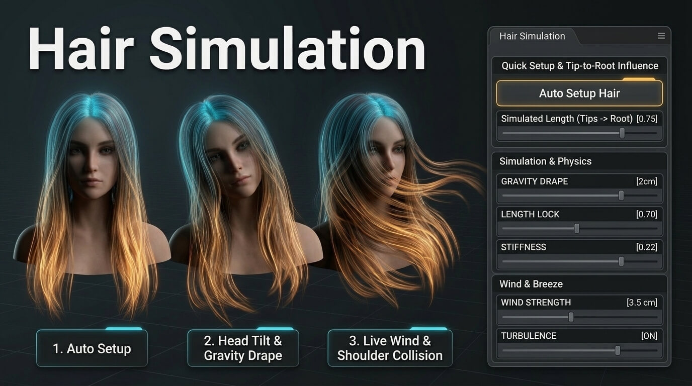 Hair Simulation Plugin for DAZ by intenzo