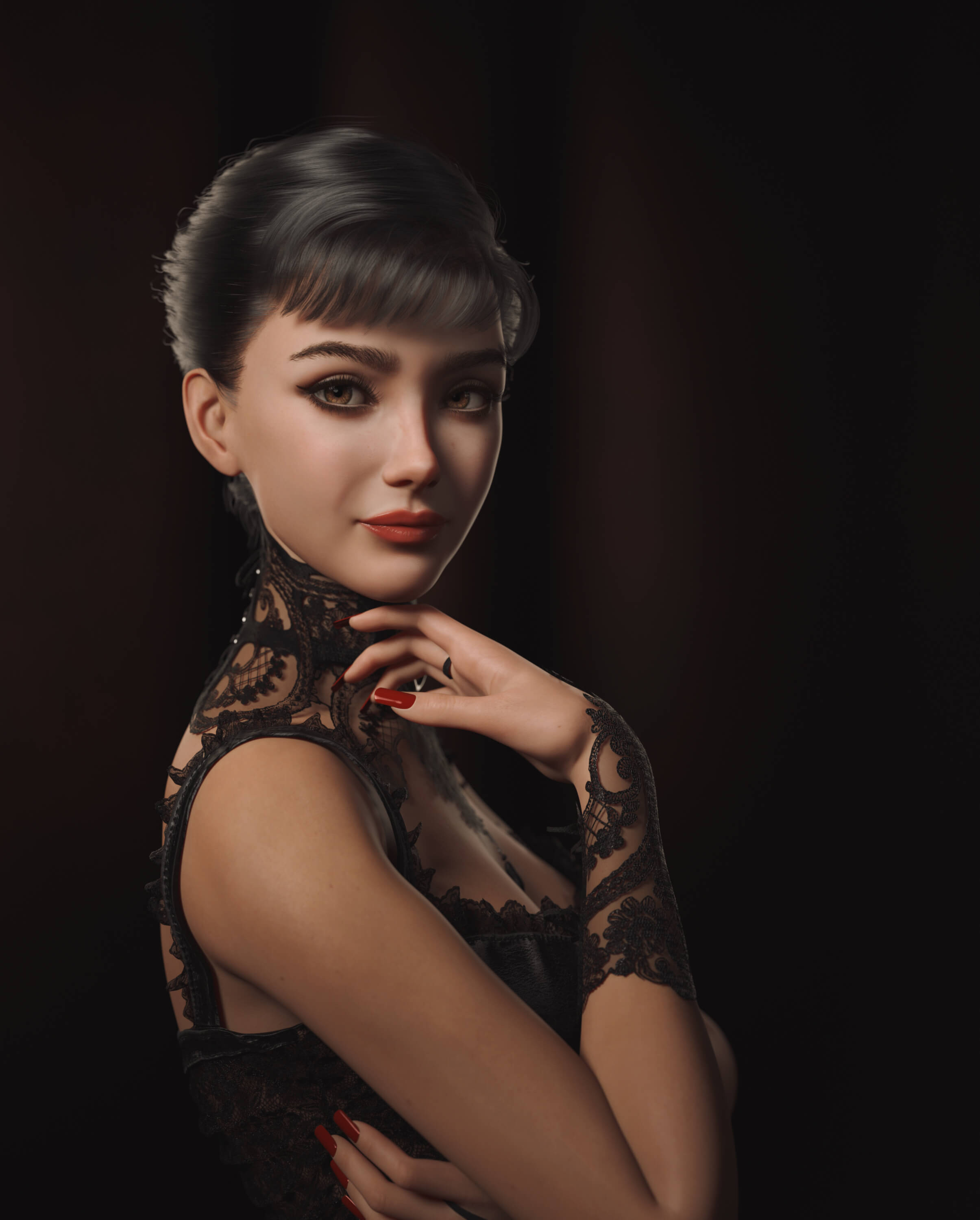 Elle Portrait 3D Render, Digital Artwork by jakonoid