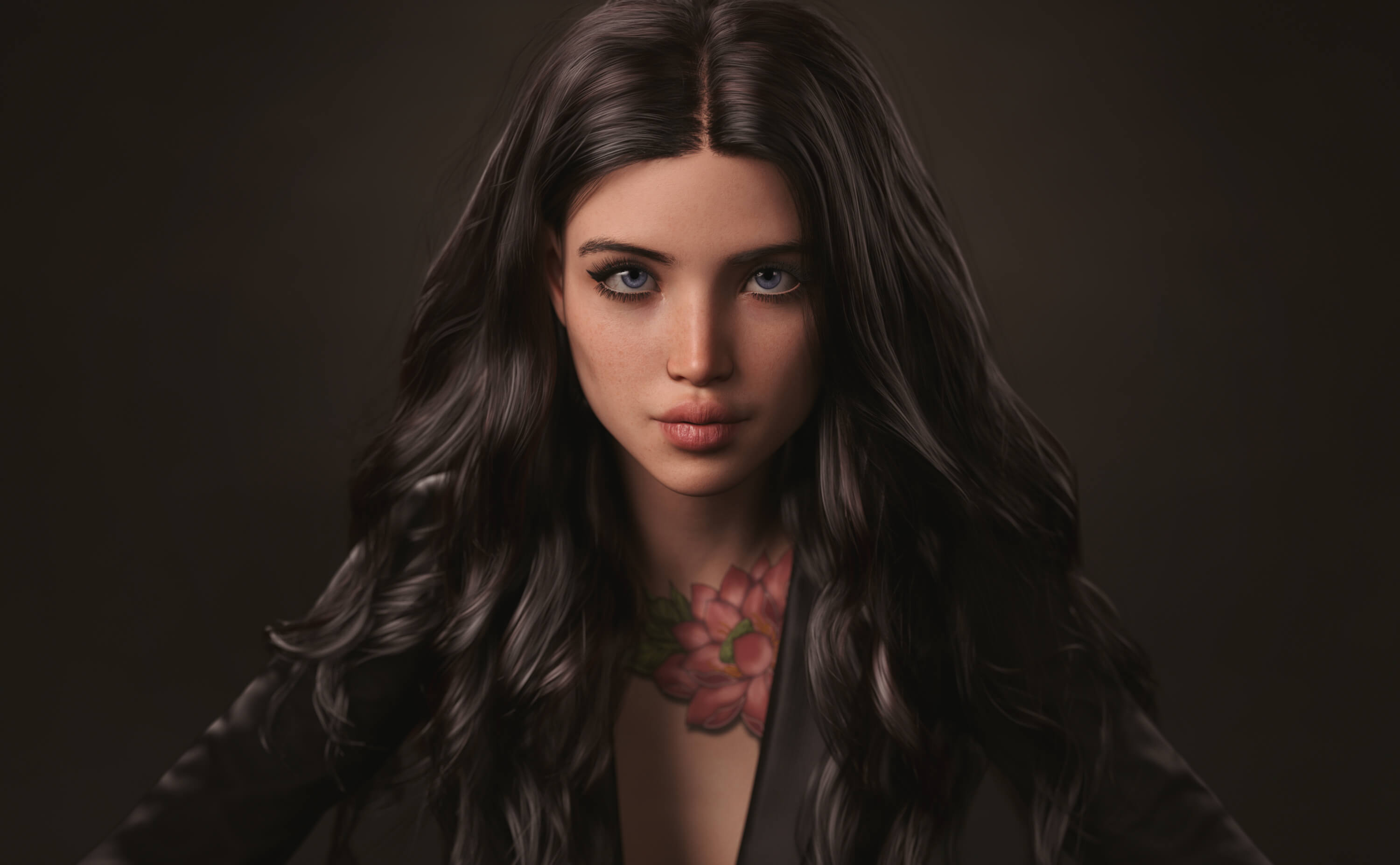 Mylou Colour Portrait 3D Render, Digital Artwork by jakonoid