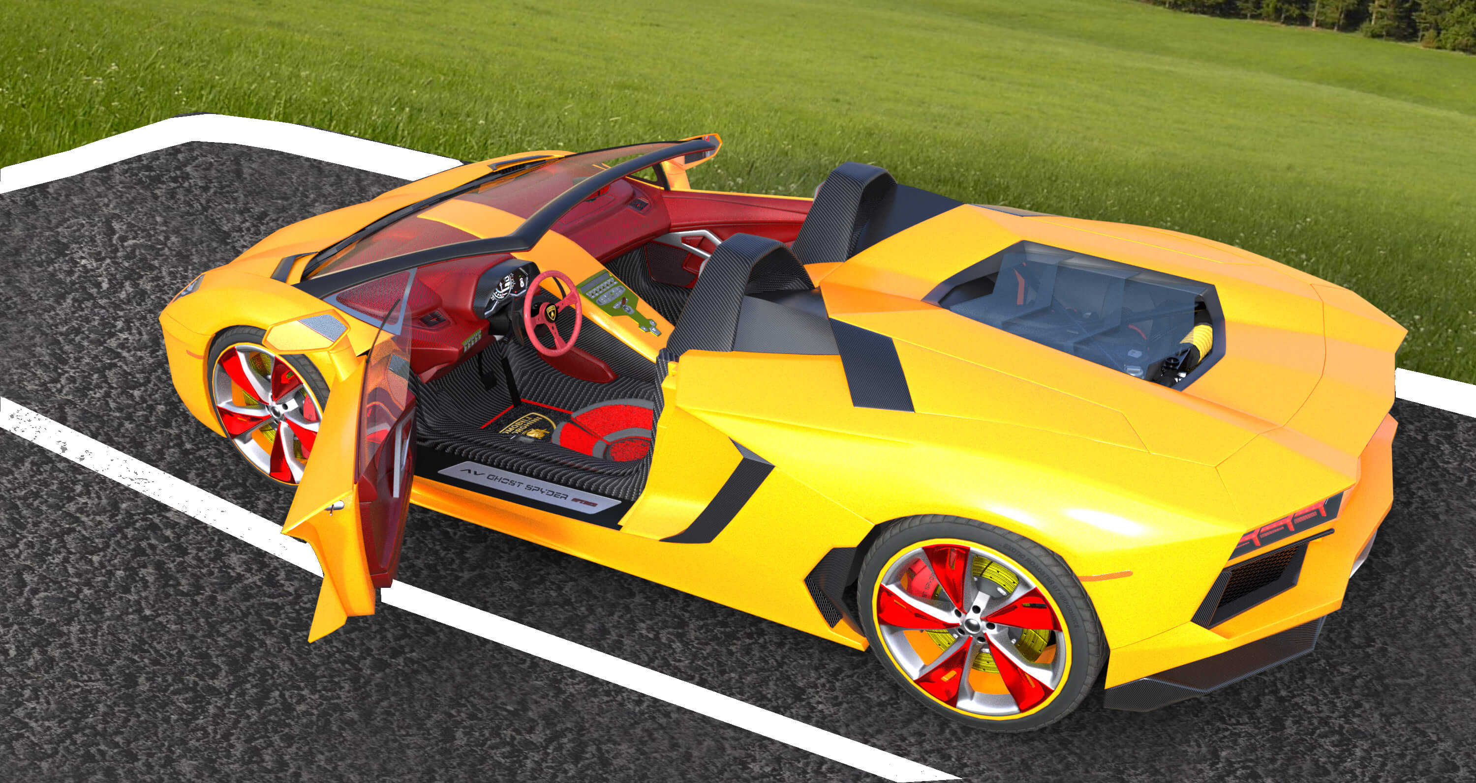Lamborghini Aventador Video 3D Render, Digital Artwork by Jan Tulpe