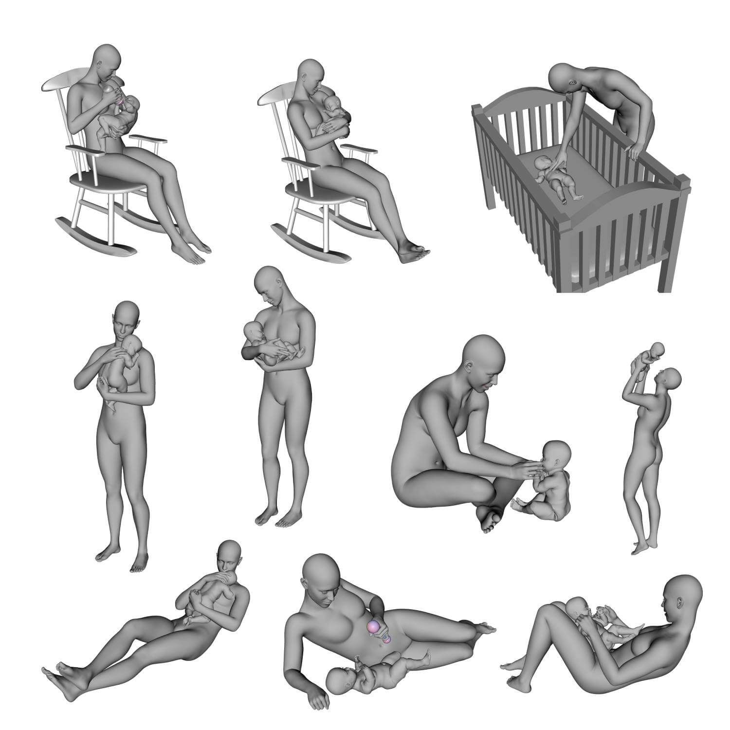 Parenthood Props and Poses for Genesis 9 Daz Content