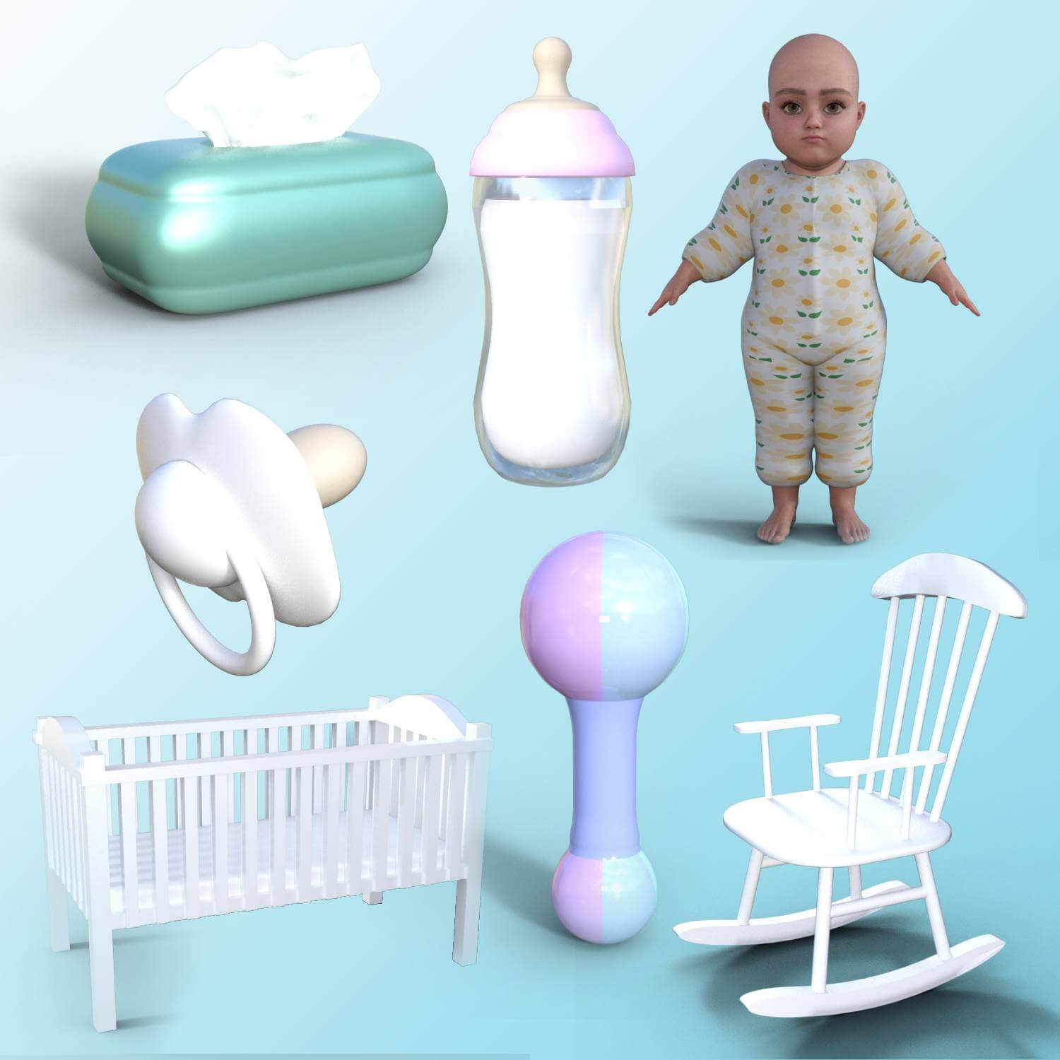 Parenthood Props and Poses for Genesis 9 Daz Content