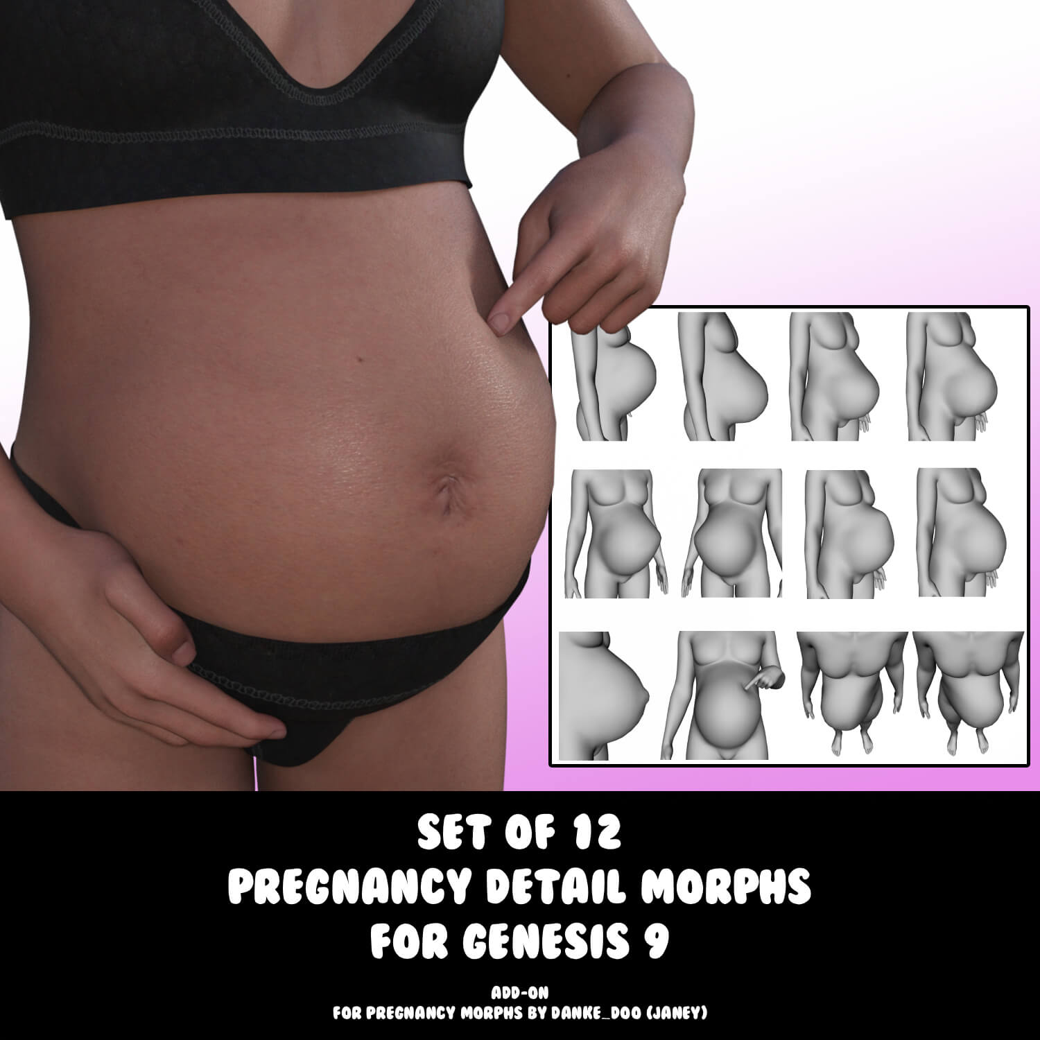 Set of 12 Pregnancy Detail Morphs Add On Daz Content
