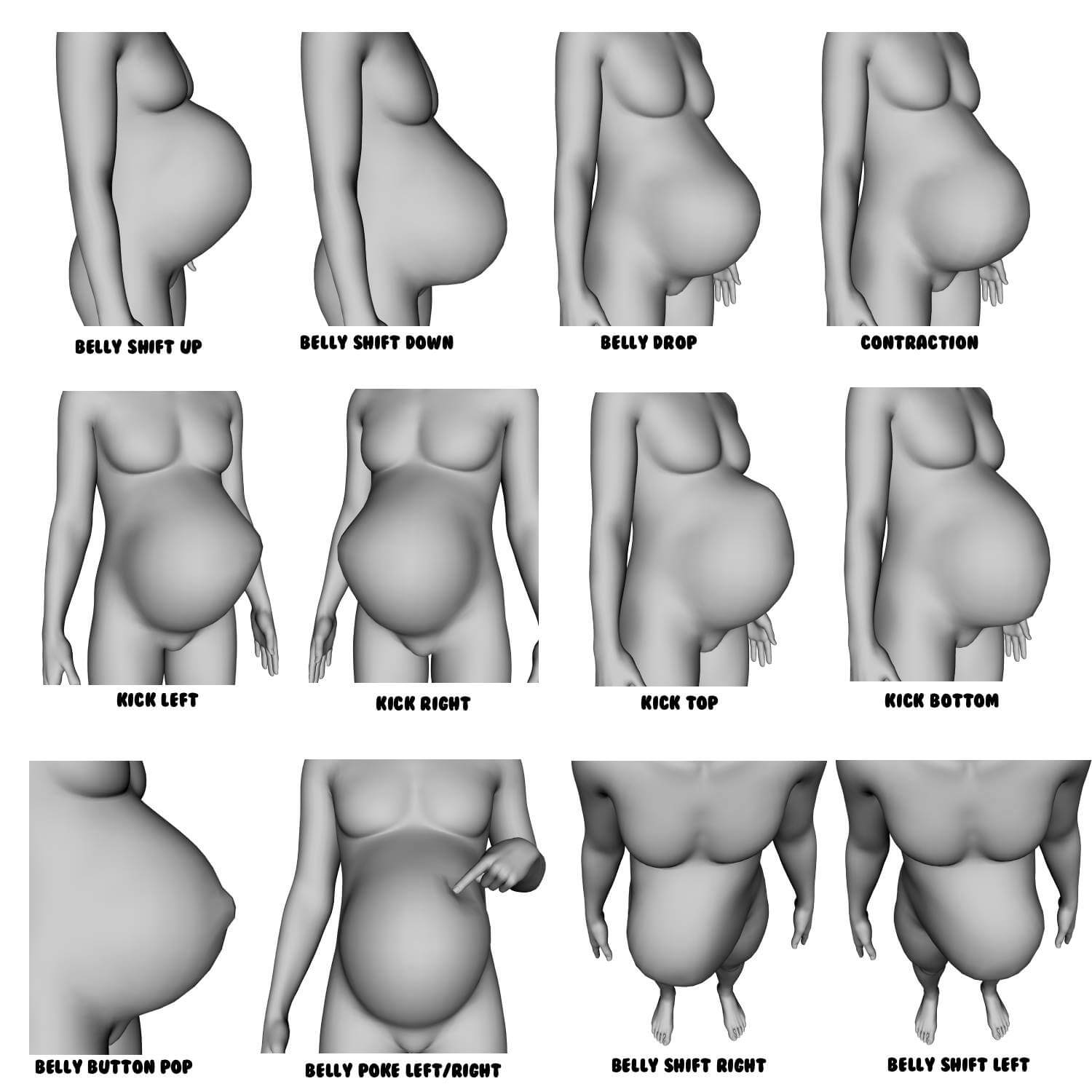 Set of 12 Pregnancy Detail Morphs Add On Daz Content