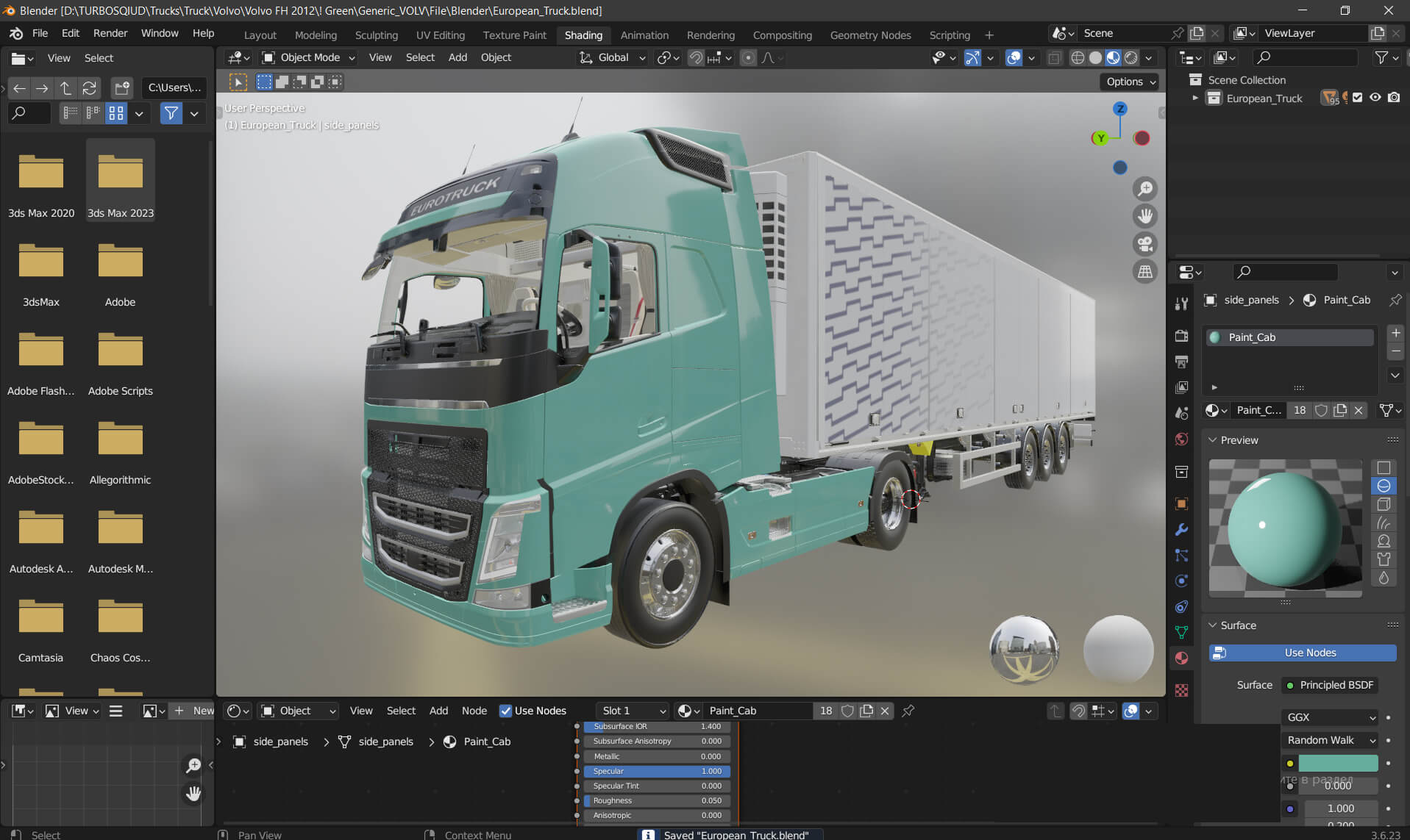 EuroTruck with Semi-Trailer 3D Model