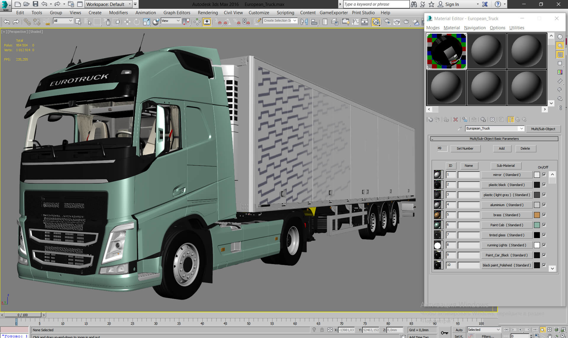 EuroTruck with Semi-Trailer 3D Model