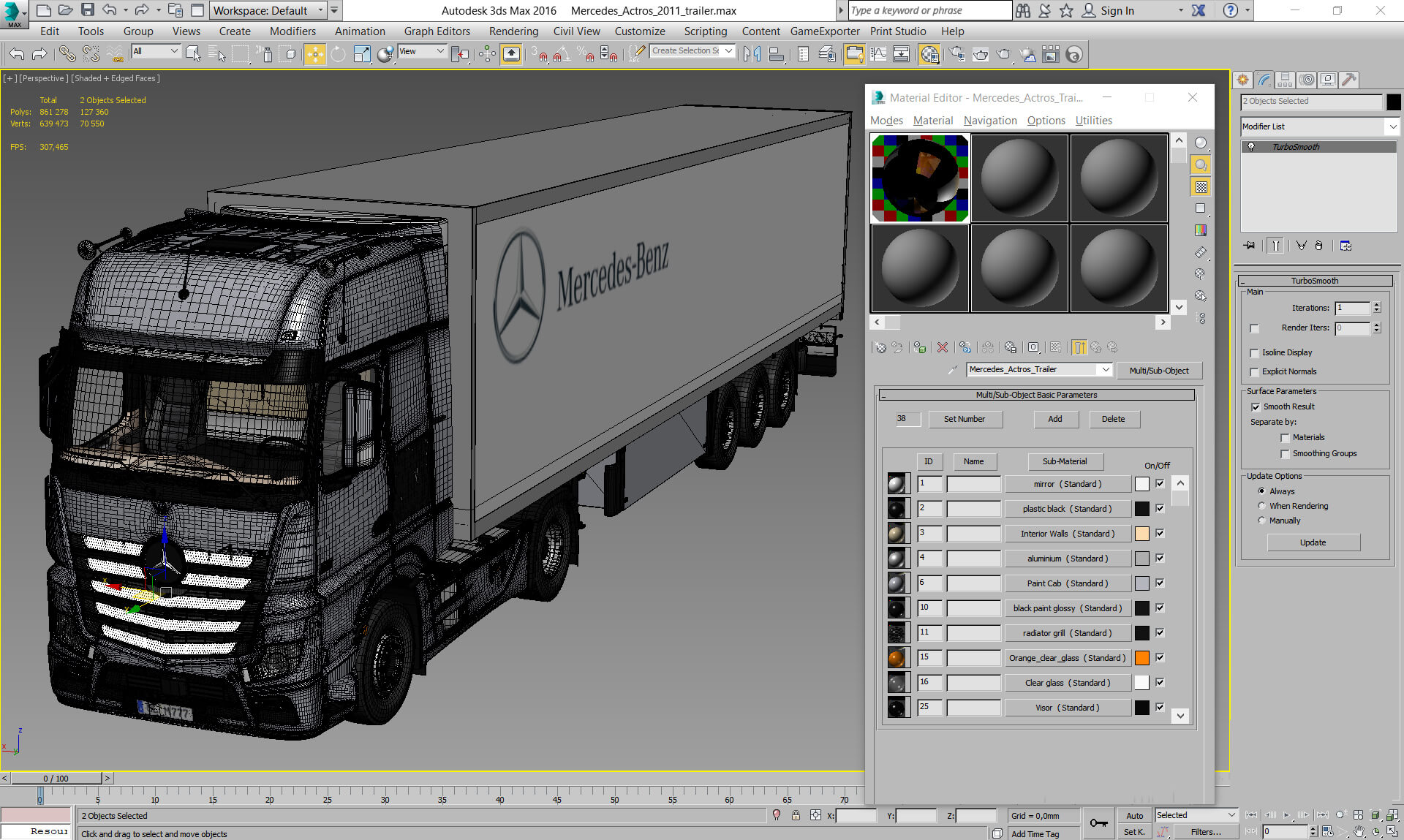 Mercedes Actros 2011 Trailer 3D Model