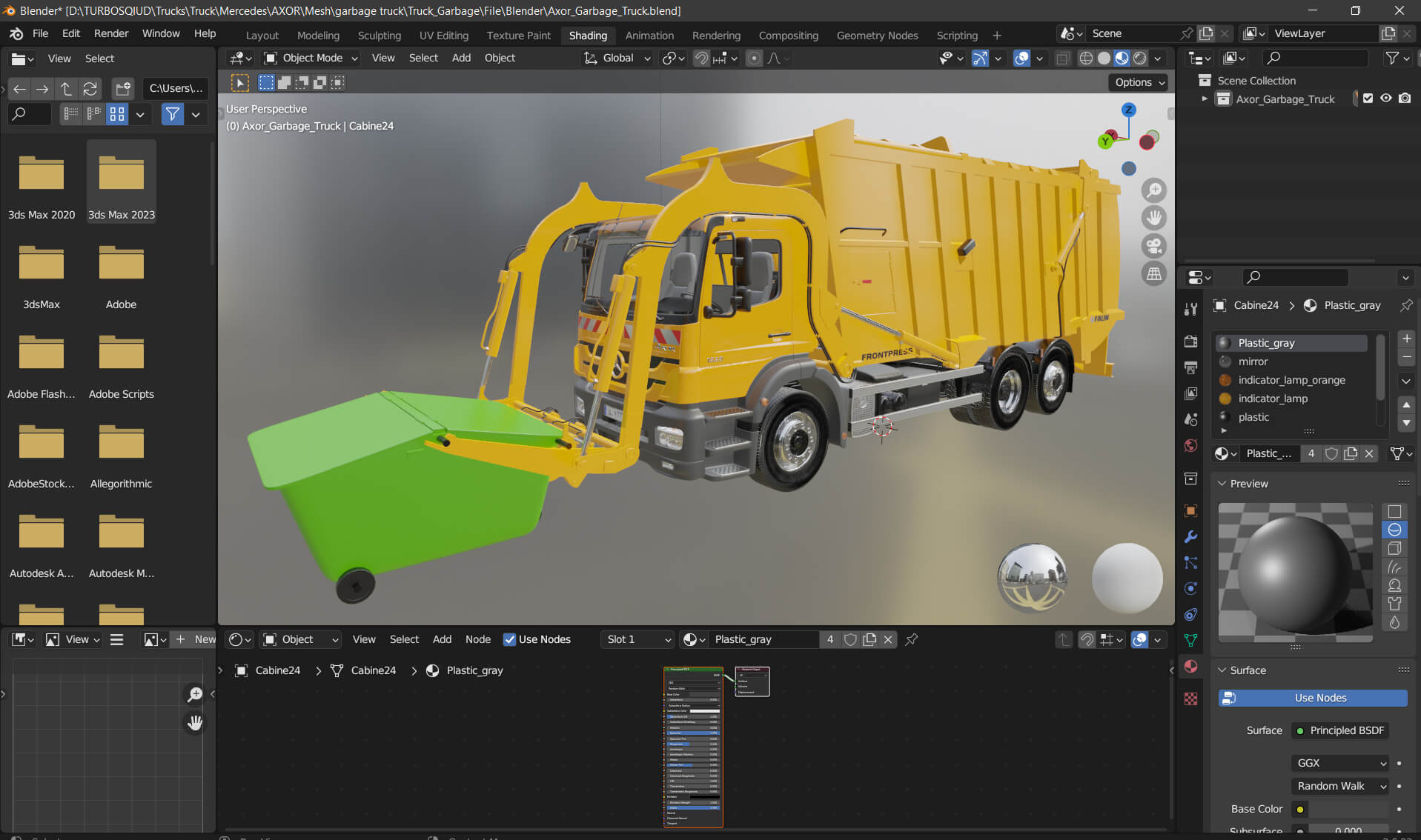 Mercedes Axor Garbage Truck 3D Model
