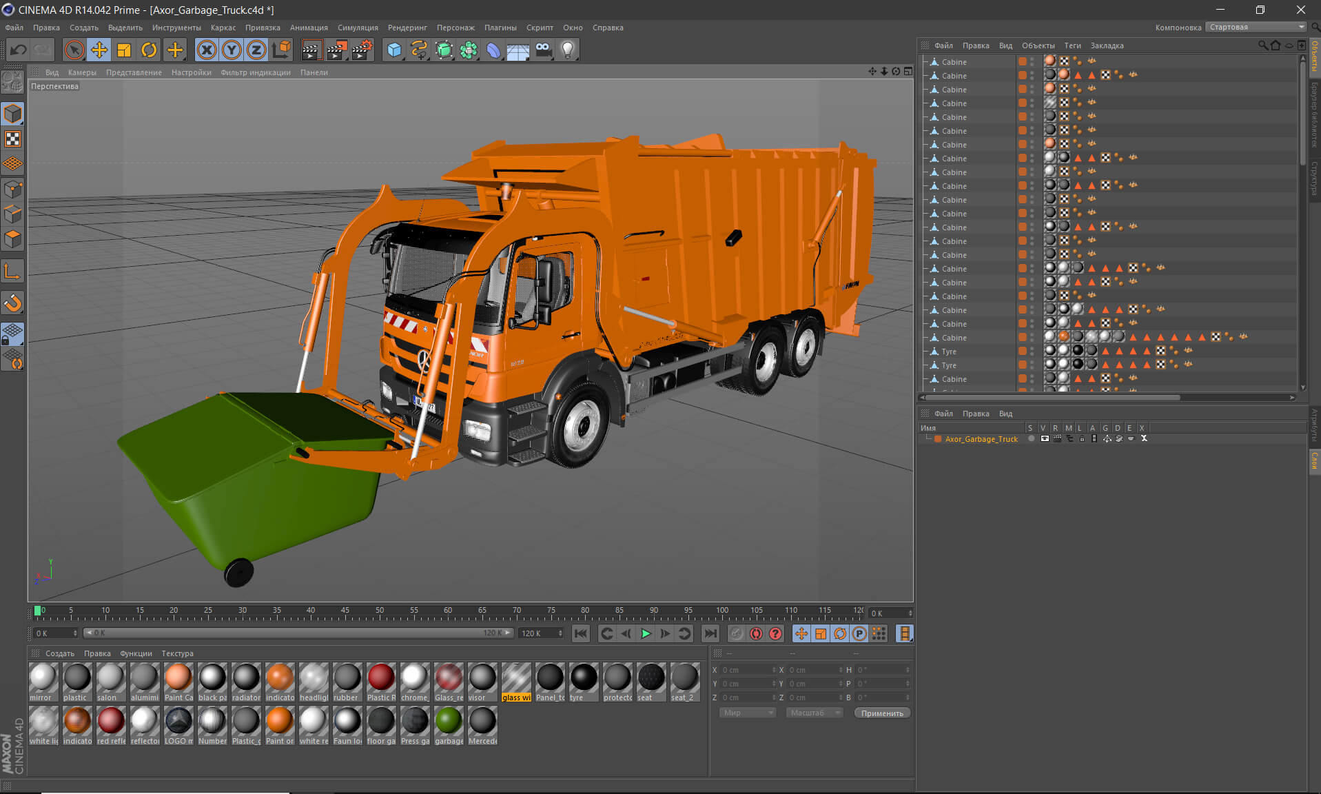 Mercedes Axor Garbage Truck 3D Model