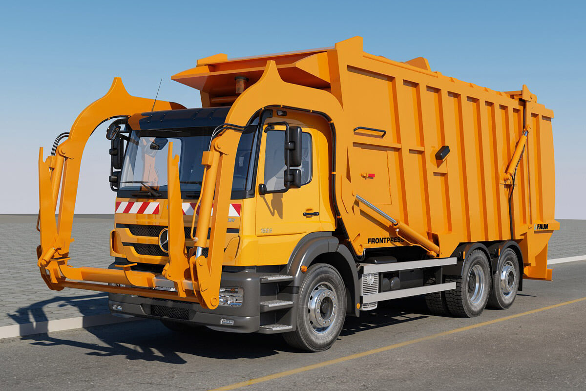 Mercedes Axor Garbage Truck 3D Model