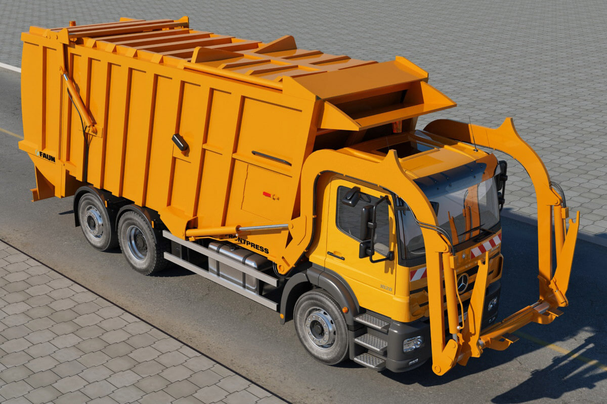 Mercedes Axor Garbage Truck 3D Model