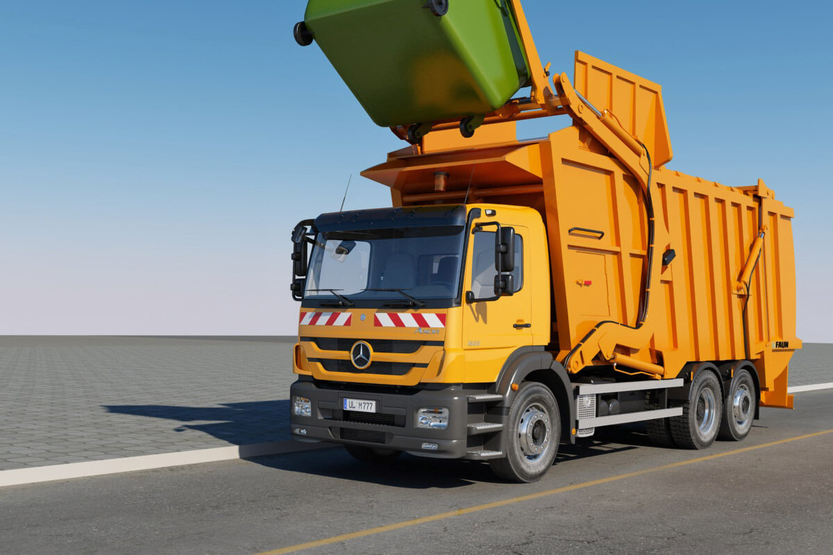 Mercedes Axor Garbage Truck 3D Model