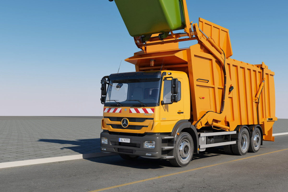 Mercedes Axor Garbage Truck 3D Model