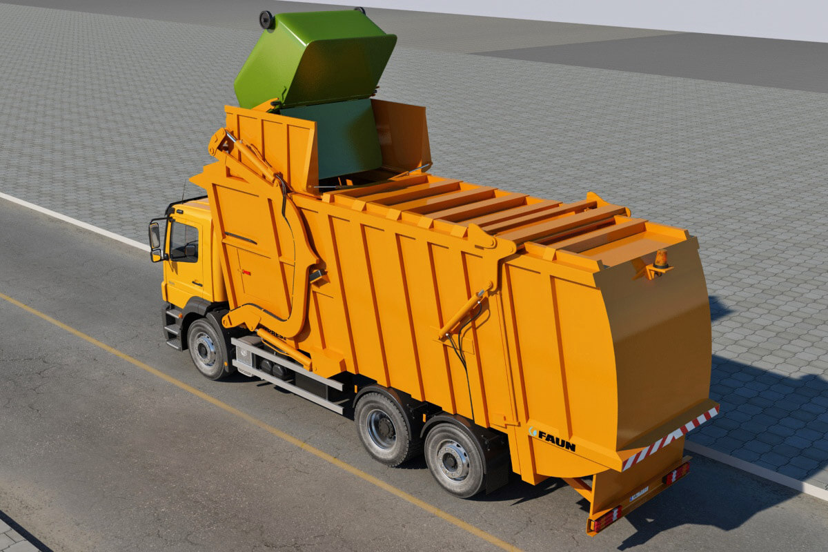 Mercedes Axor Garbage Truck 3D Model