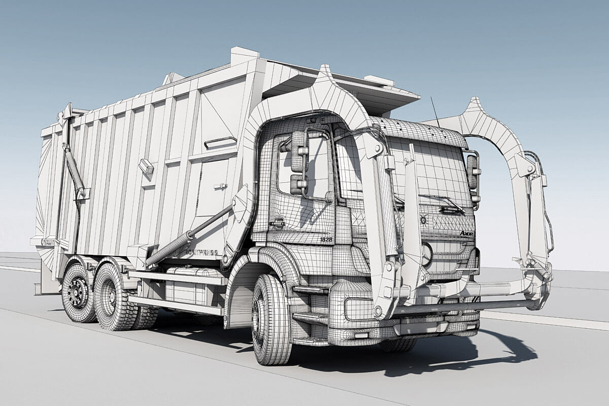 Mercedes Axor Garbage Truck 3D Model