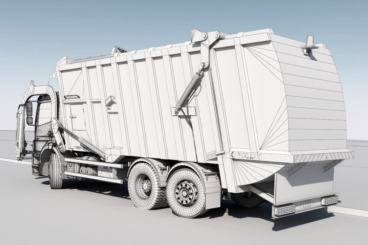Mercedes Axor Garbage Truck 3D Model
