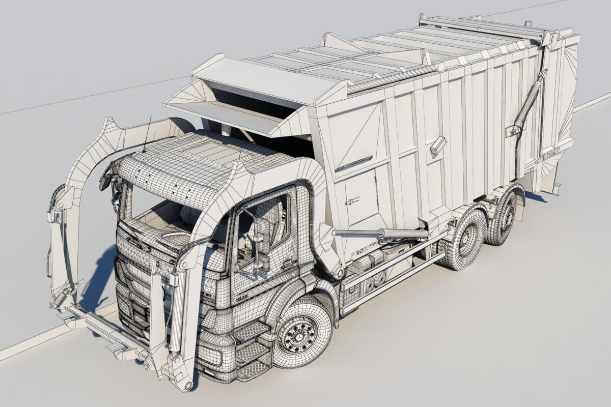 Mercedes Axor Garbage Truck 3D Model