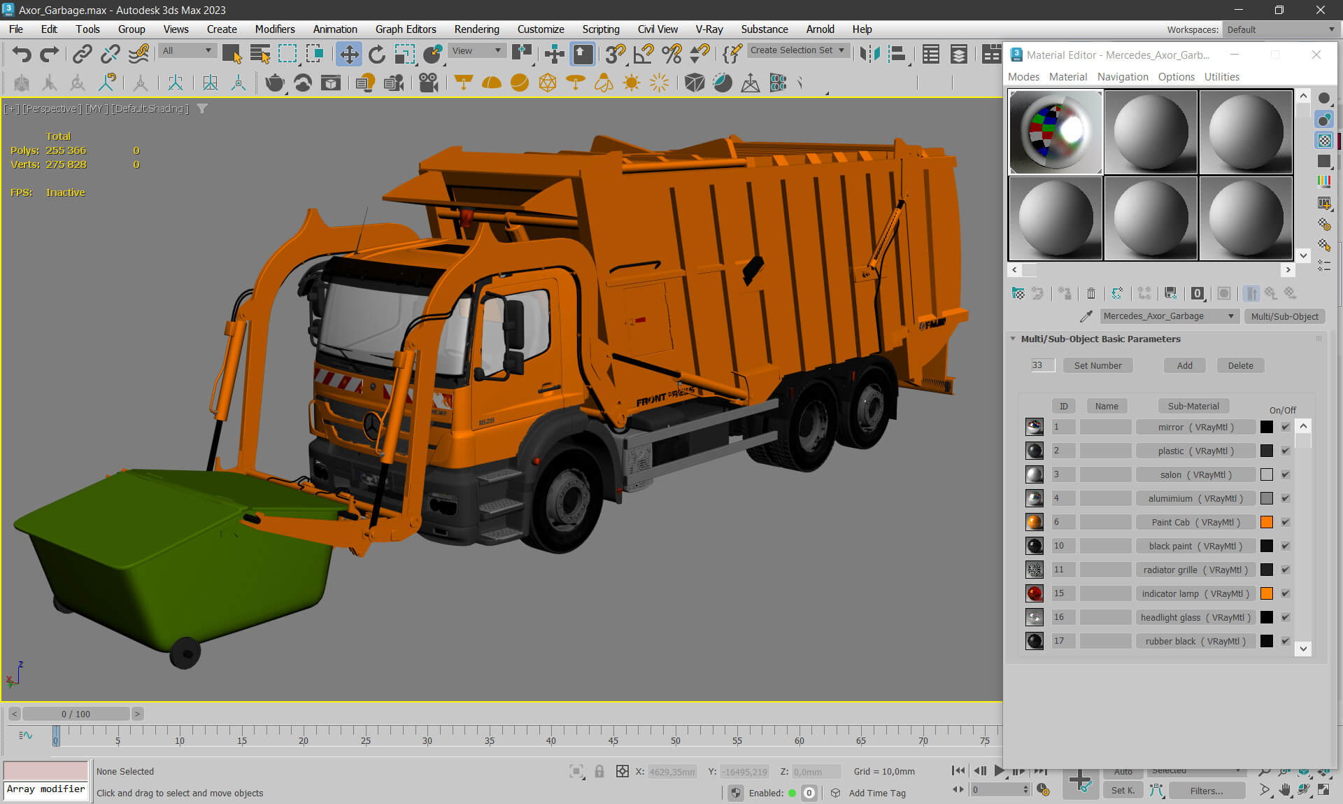 Mercedes Axor Garbage Truck 3D Model