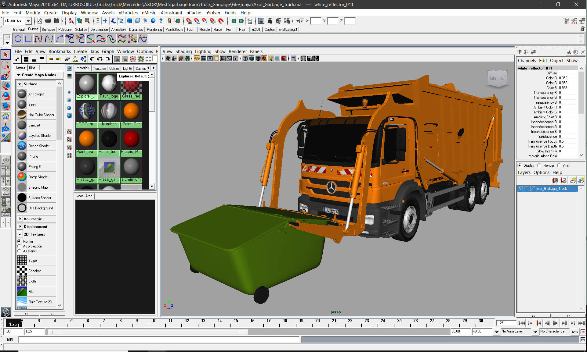 Mercedes Axor Garbage Truck 3D Model