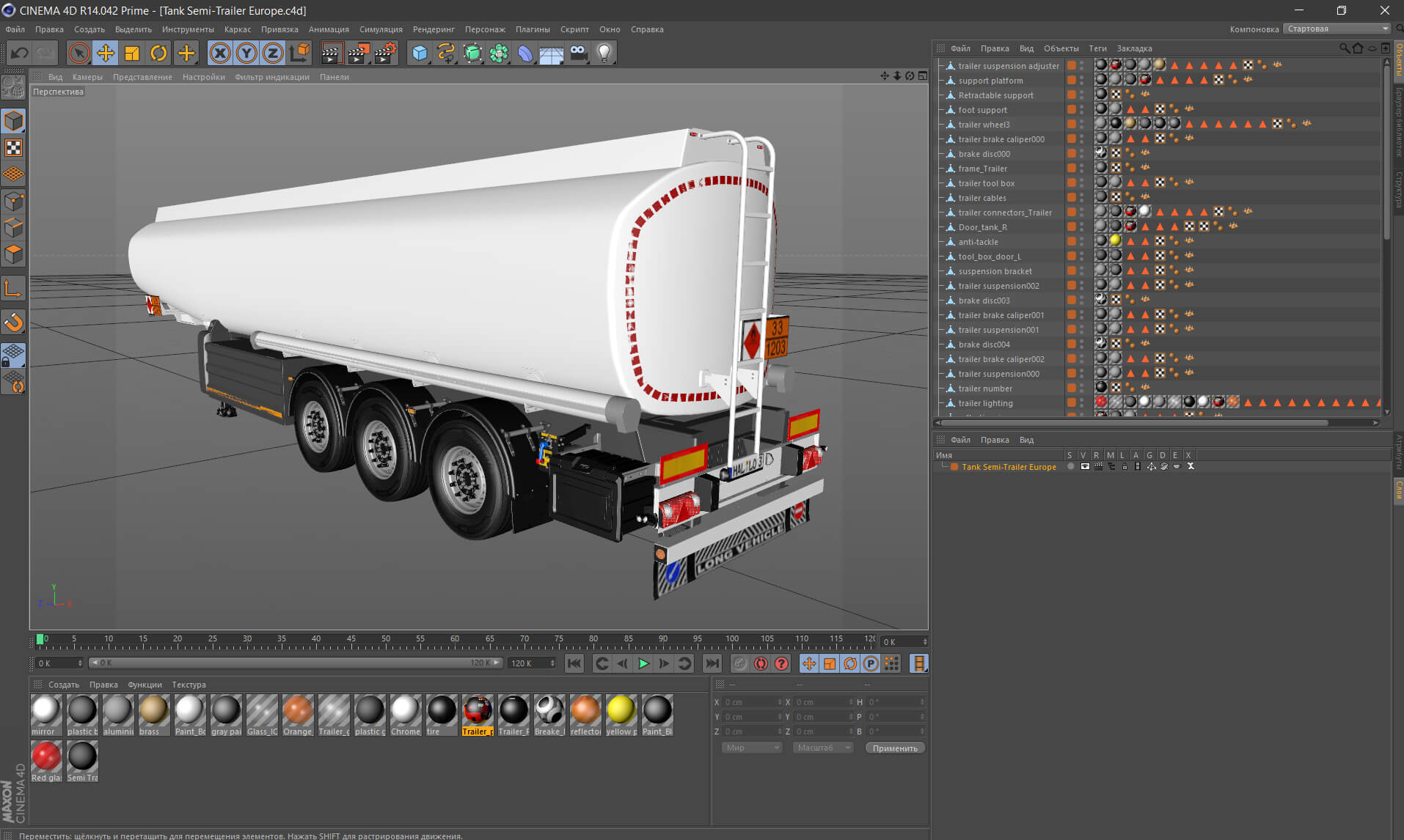 Tank Semi-Trailer Europe 3D Model