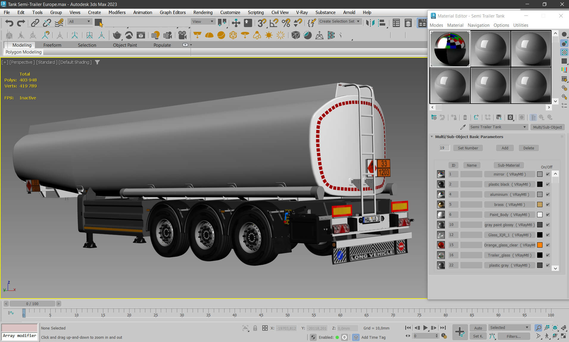 Tank Semi-Trailer Europe 3D Model