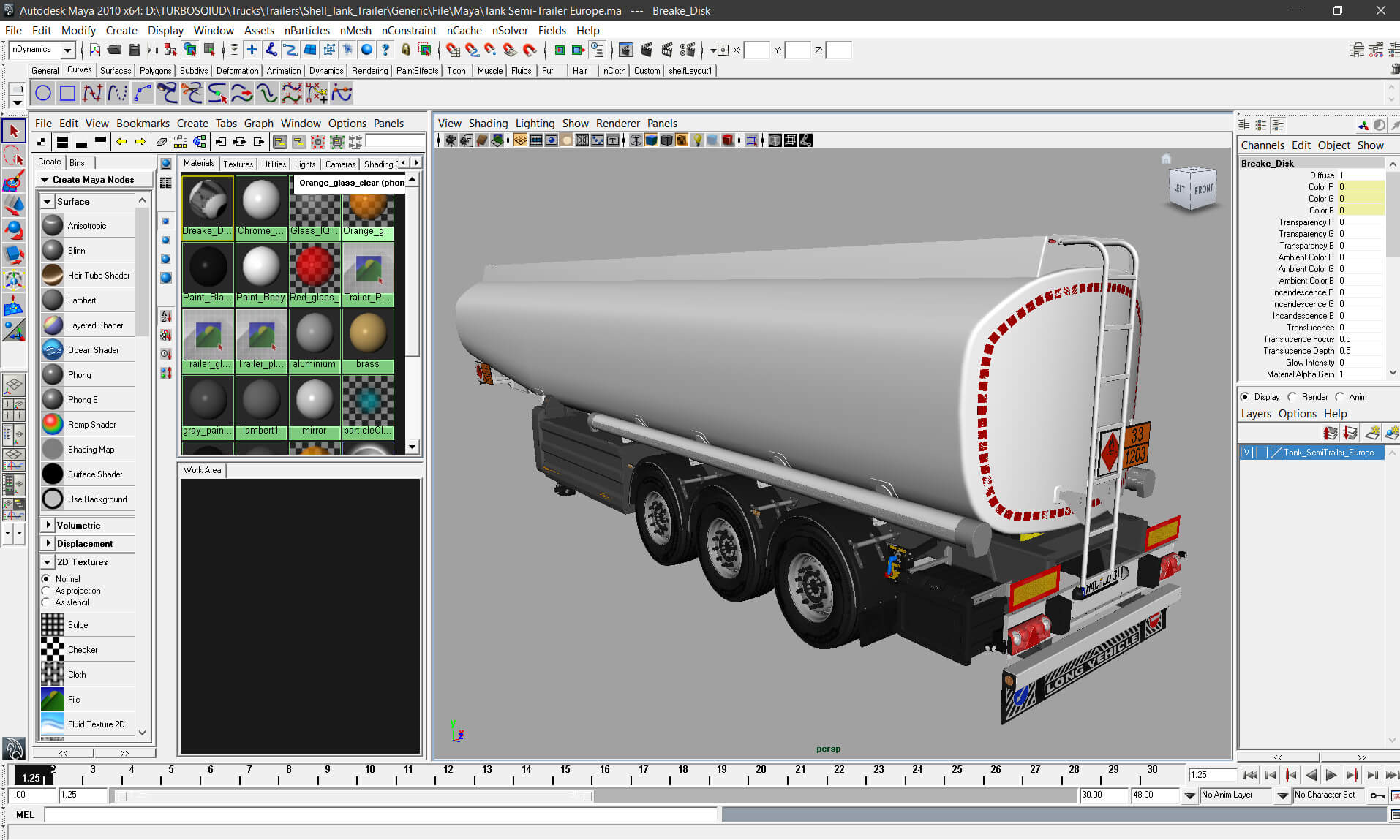 Tank Semi-Trailer Europe 3D Model
