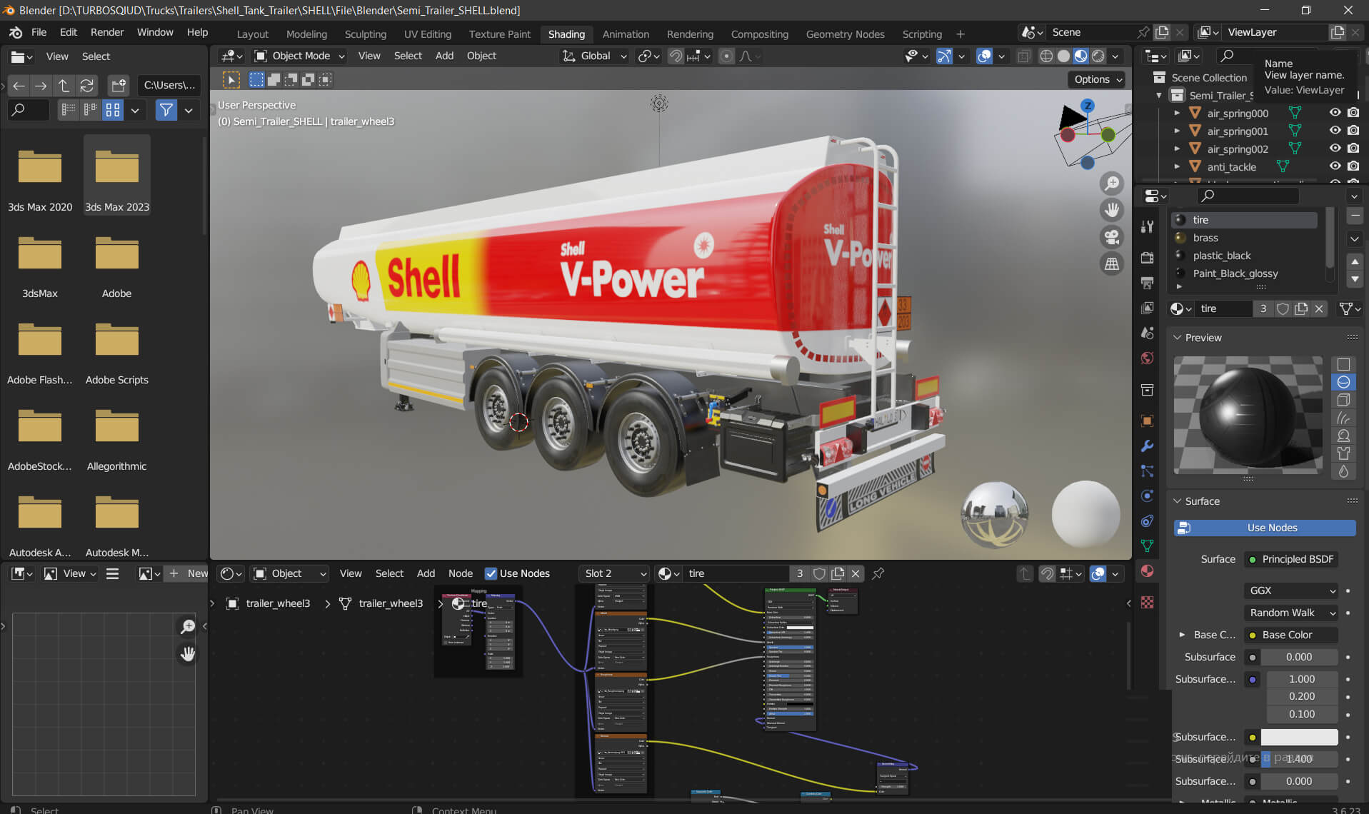 Tank Semi-Trailer SHELL 3D Model