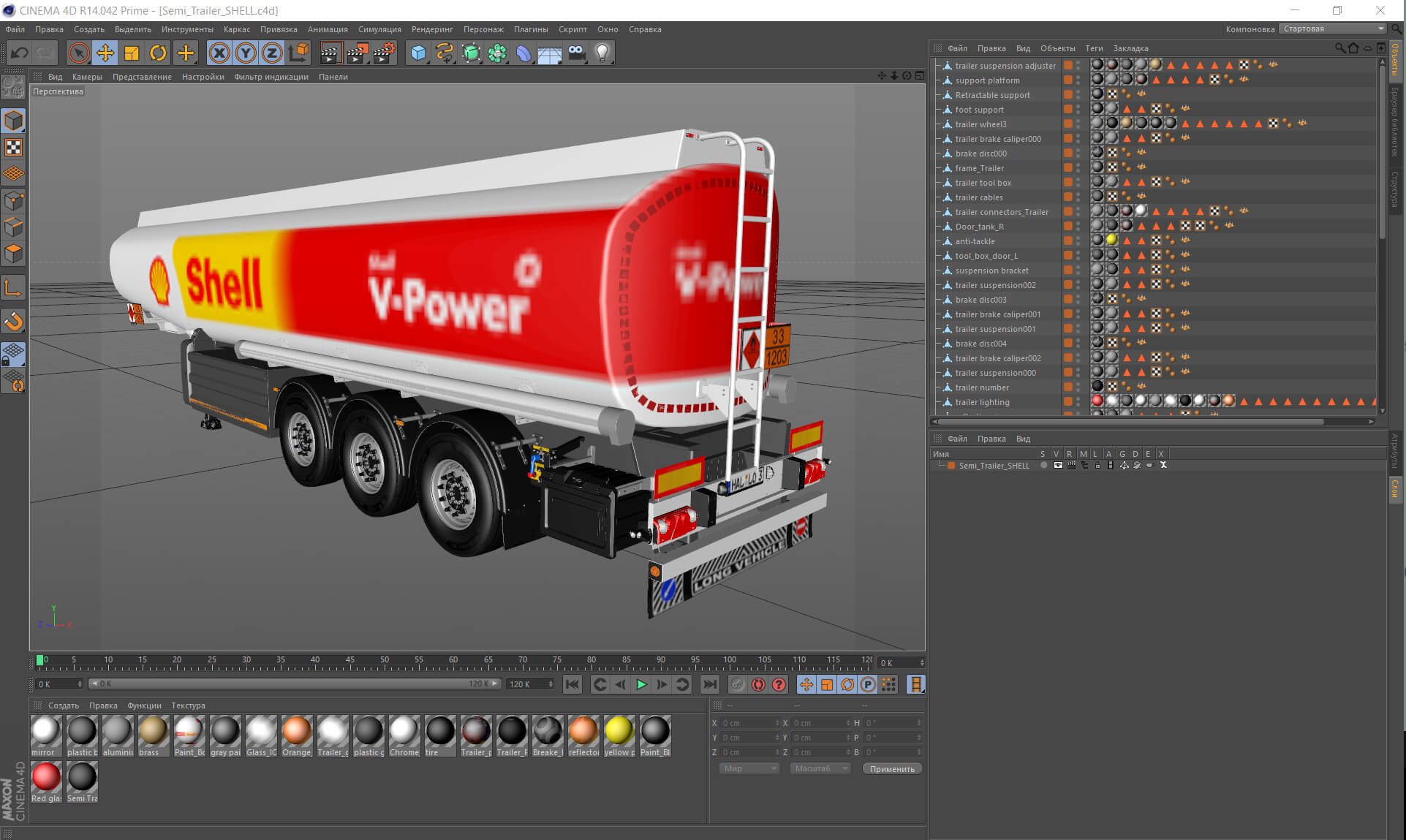 Tank Semi-Trailer SHELL 3D Model