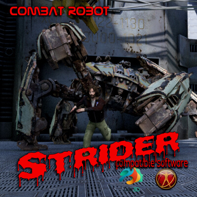 Strider Robot for Poser Compatible DAZ3D - Free Daz Content by Jibicoco
