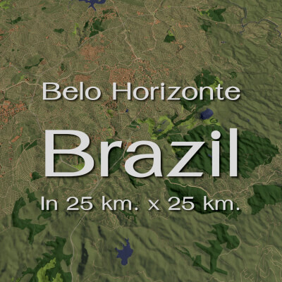 Belo Horizonte Brazil - city and urban in 25 km x 25 km
