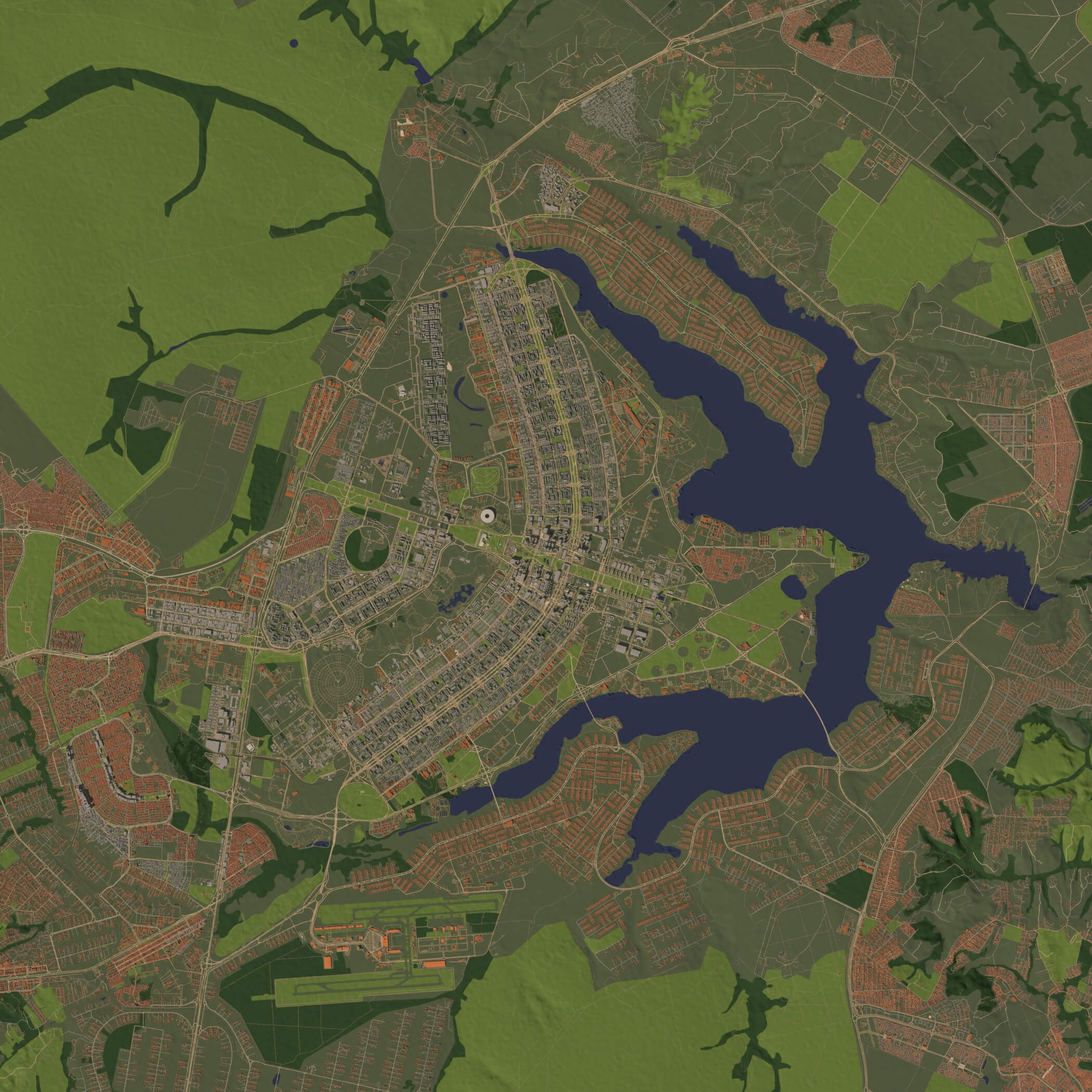Brasilia Brazil - city and urban in 25 km x 25 km 3D Model