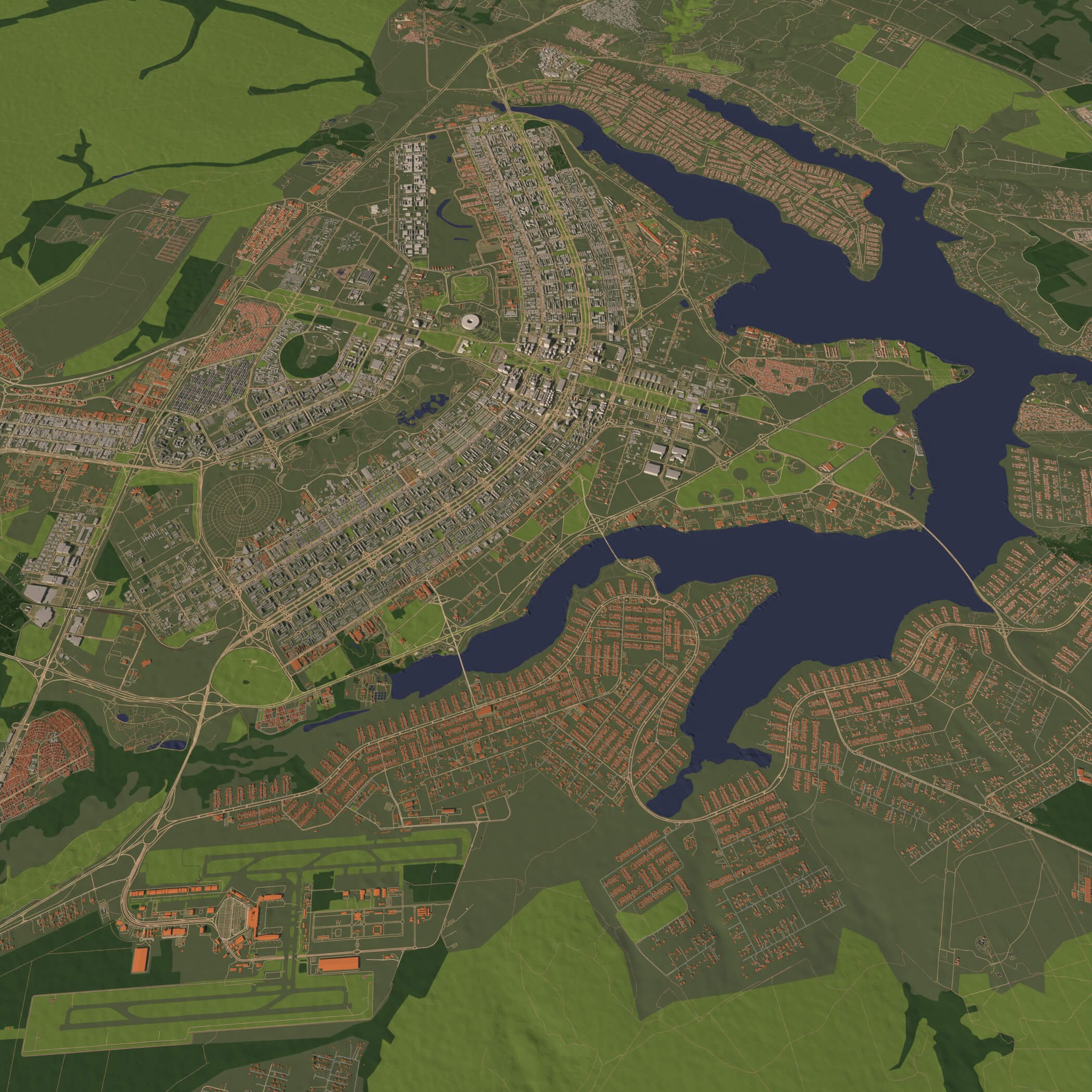 Brasilia Brazil - city and urban in 25 km x 25 km 3D Model