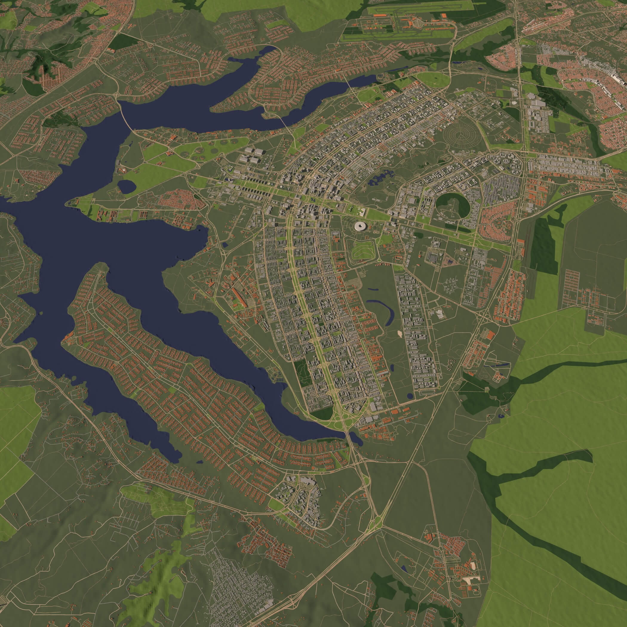 Brasilia Brazil - city and urban in 25 km x 25 km 3D Model