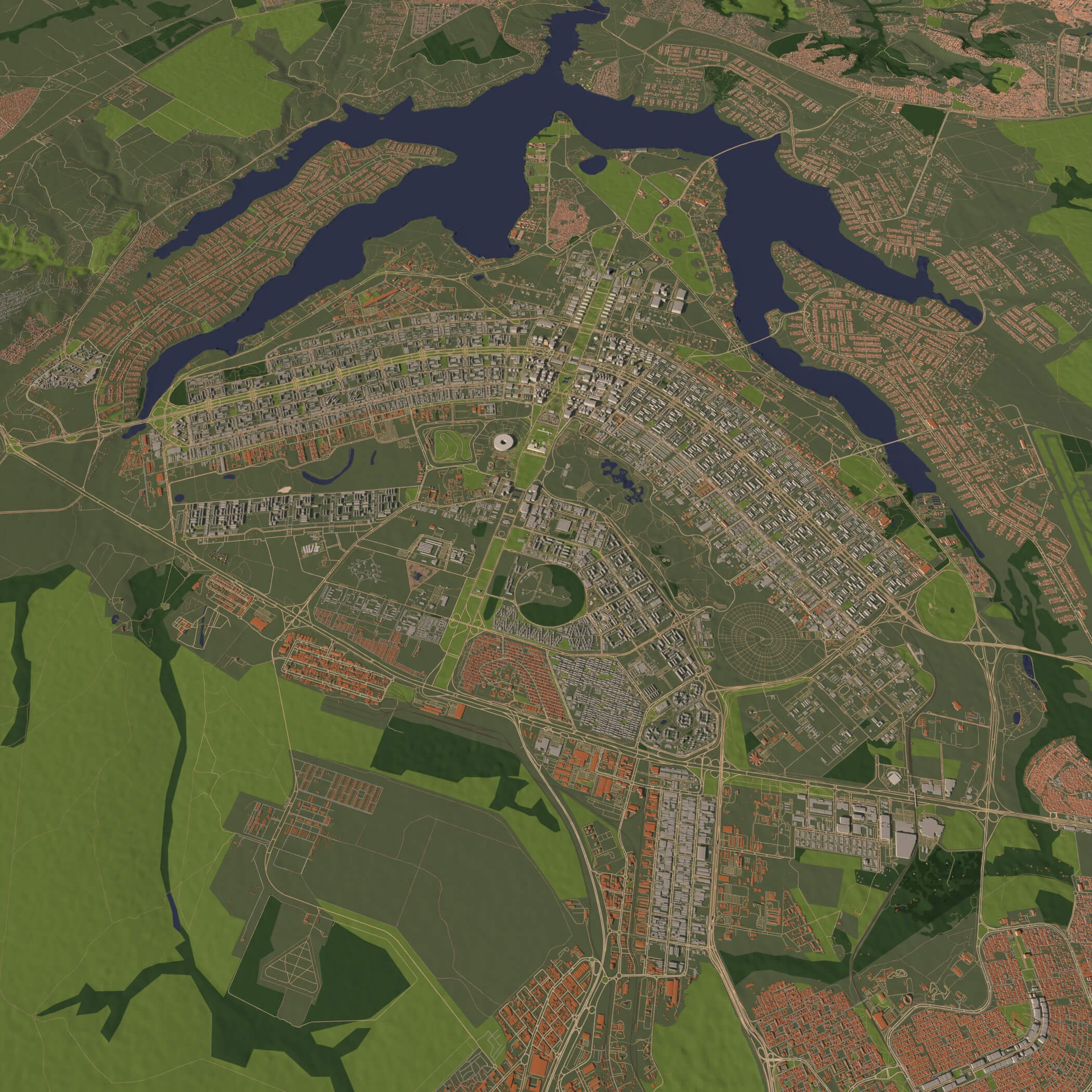 Brasilia Brazil - city and urban in 25 km x 25 km 3D Model