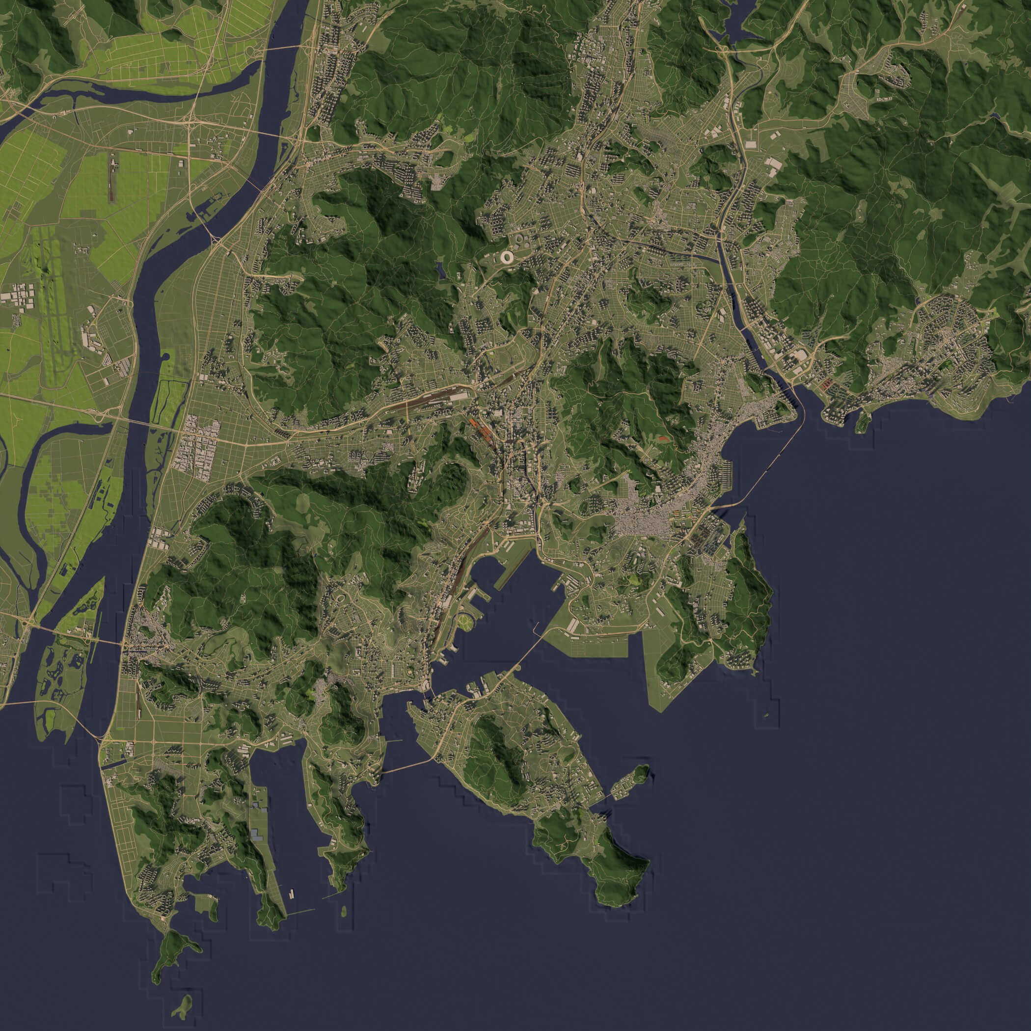 Busan South Korea - city and urban in 25 km x 25 km 3D Model