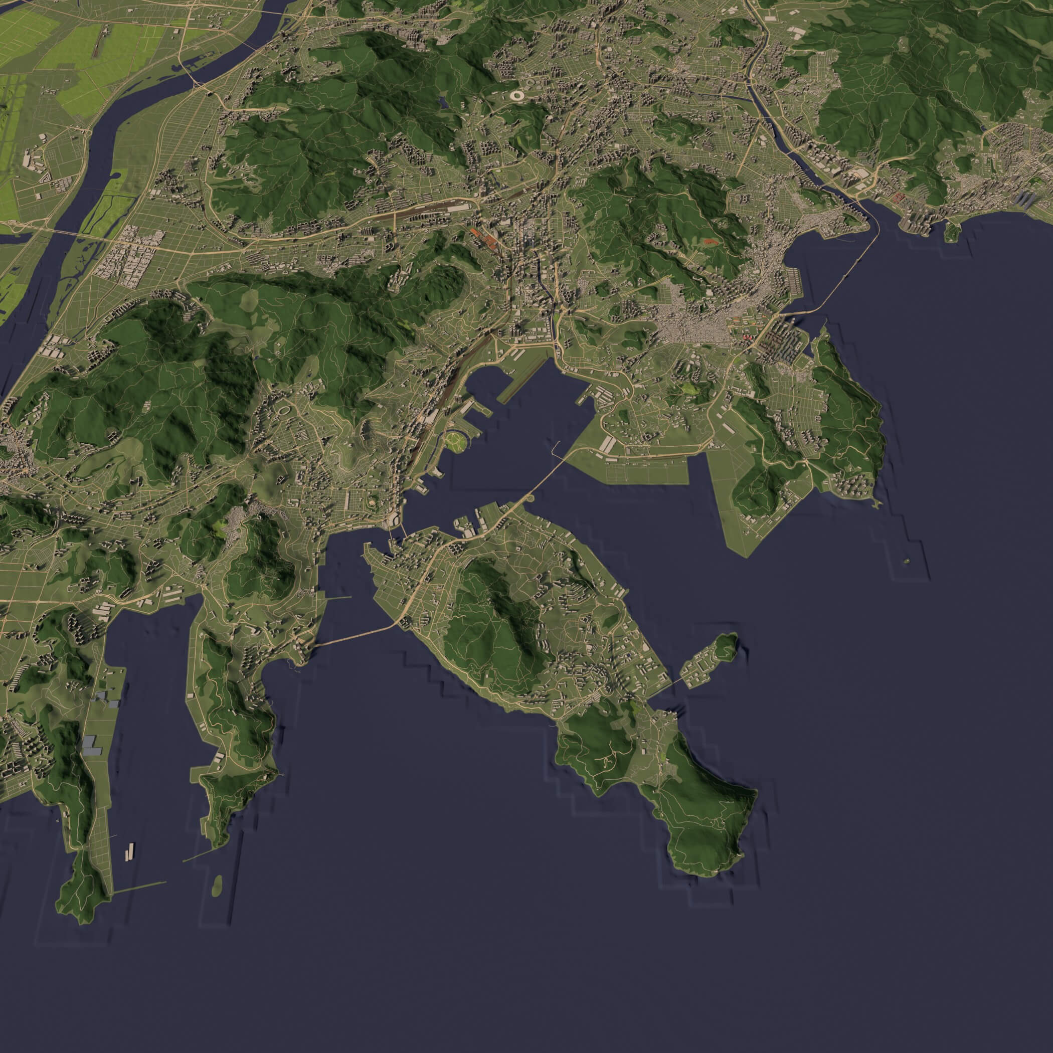 Busan South Korea - city and urban in 25 km x 25 km 3D Model