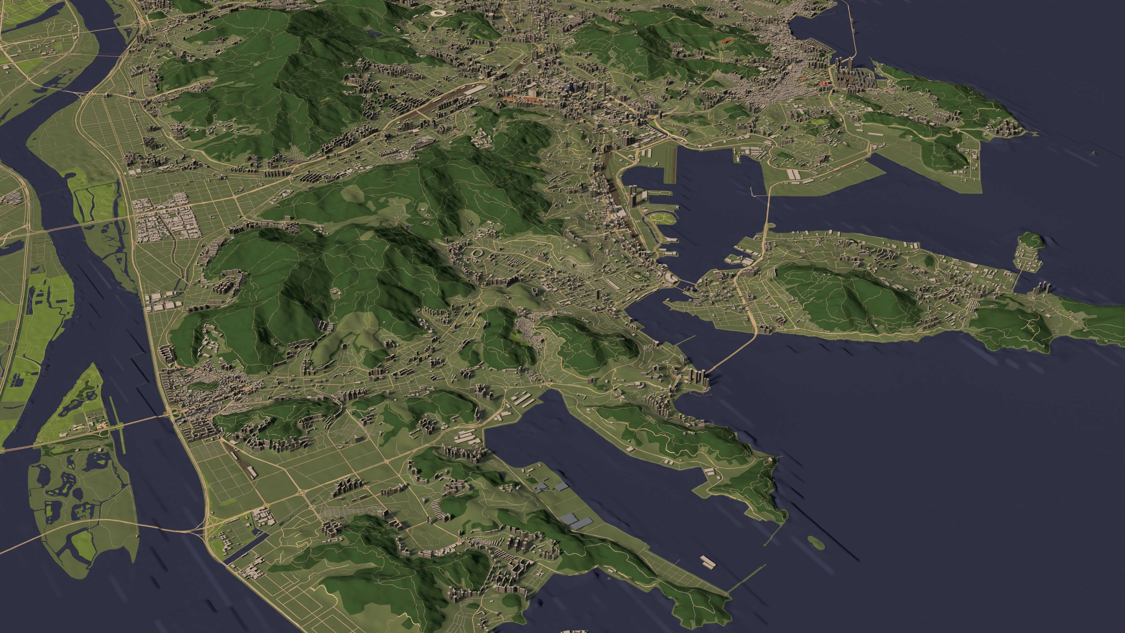 Busan South Korea - city and urban in 25 km x 25 km 3D Model