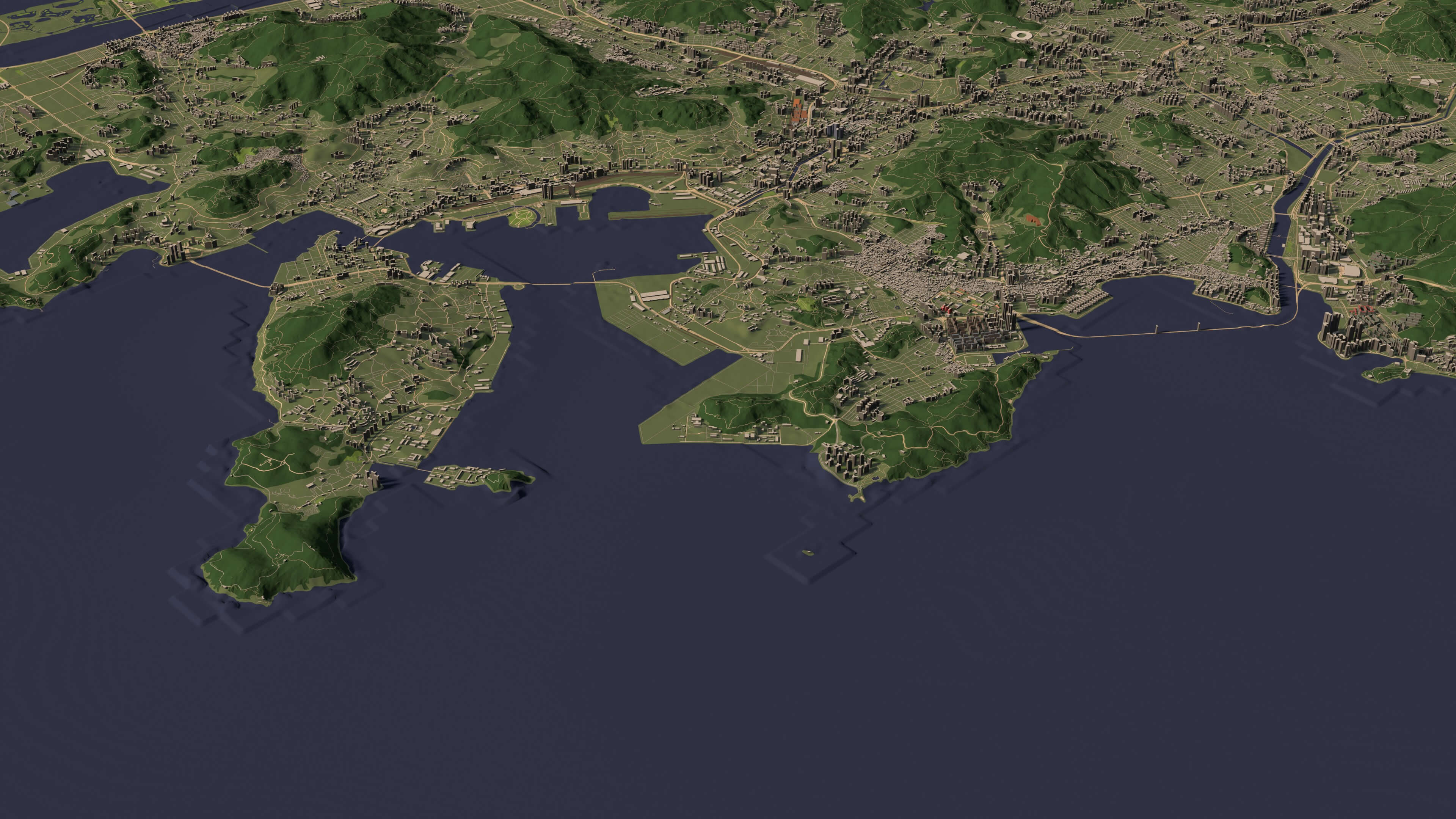 Busan South Korea - city and urban in 25 km x 25 km 3D Model