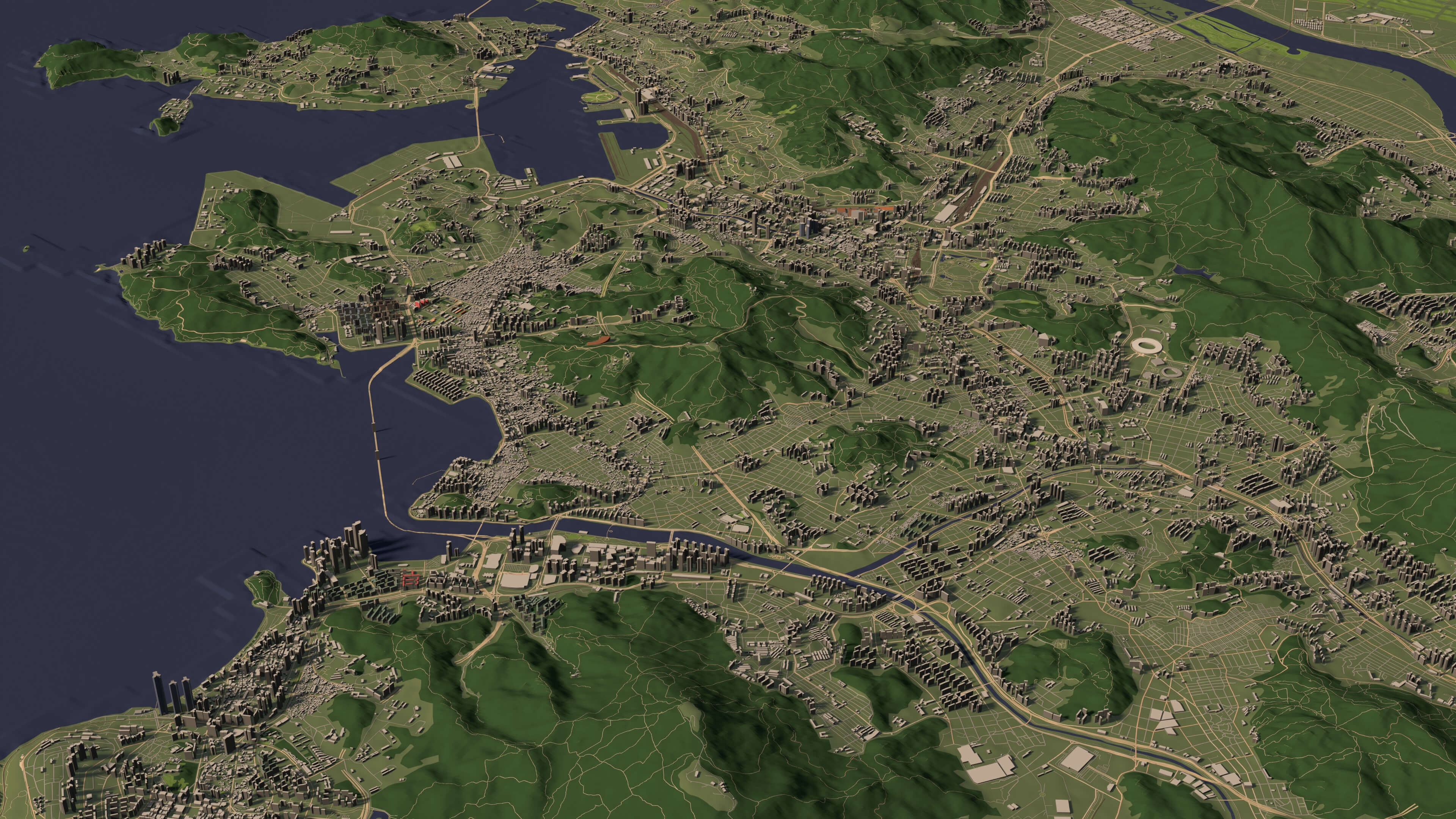 Busan South Korea - city and urban in 25 km x 25 km 3D Model