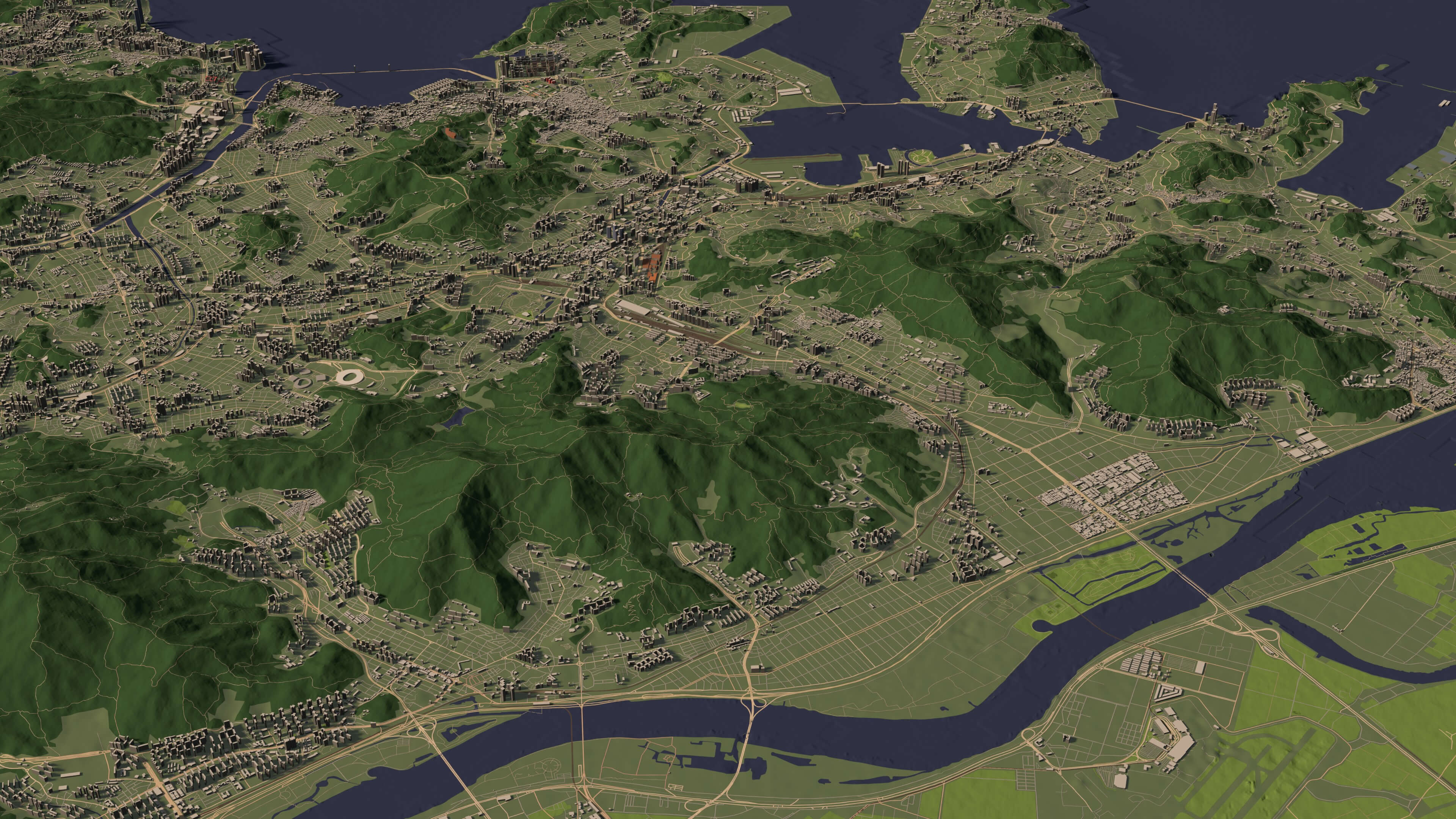 Busan South Korea - city and urban in 25 km x 25 km 3D Model
