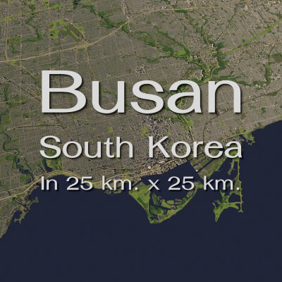 Busan South Korea - city and urban in 25 km x 25 km