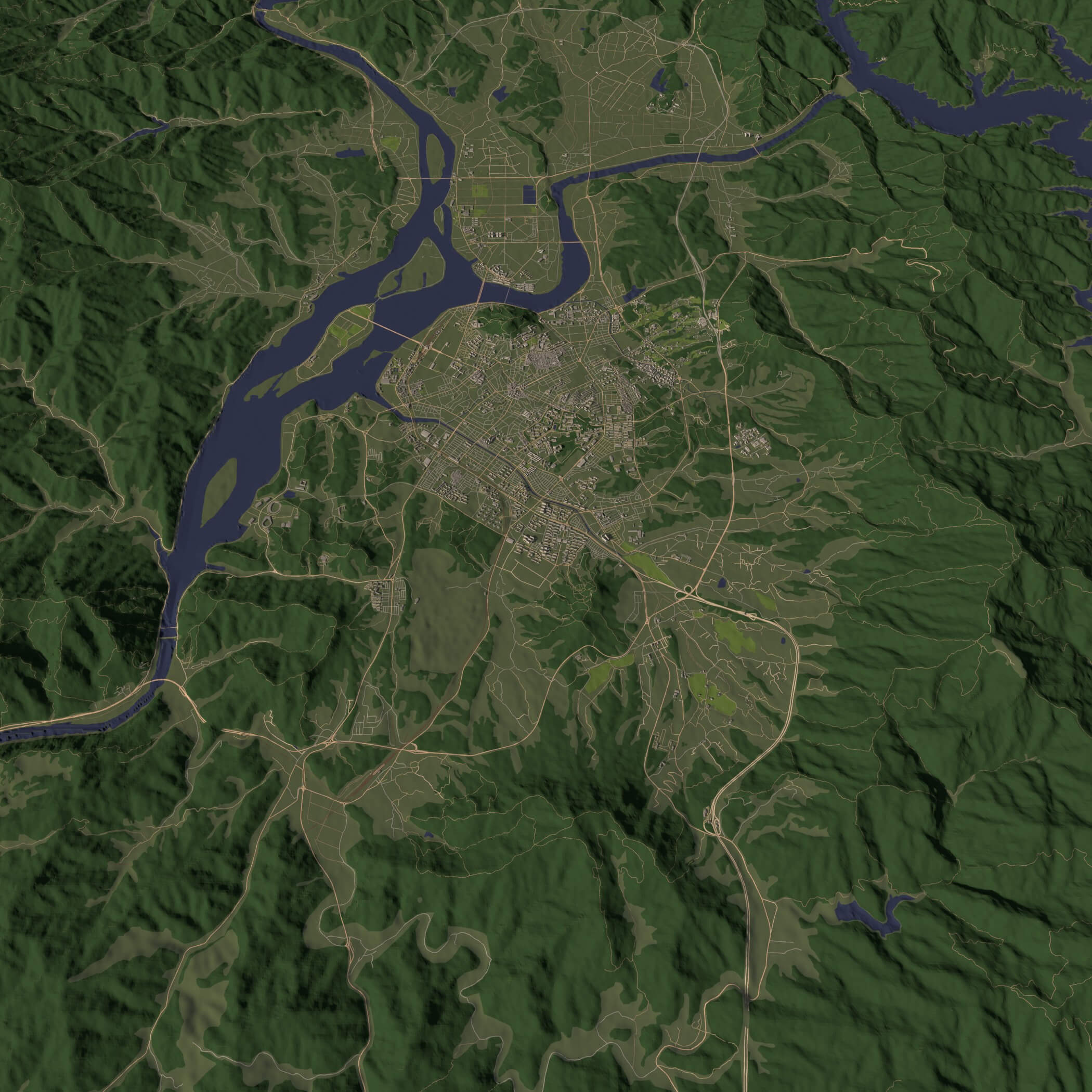 Chuncheon South Korea - City and Urban in 25 km x 25 km 3D Model