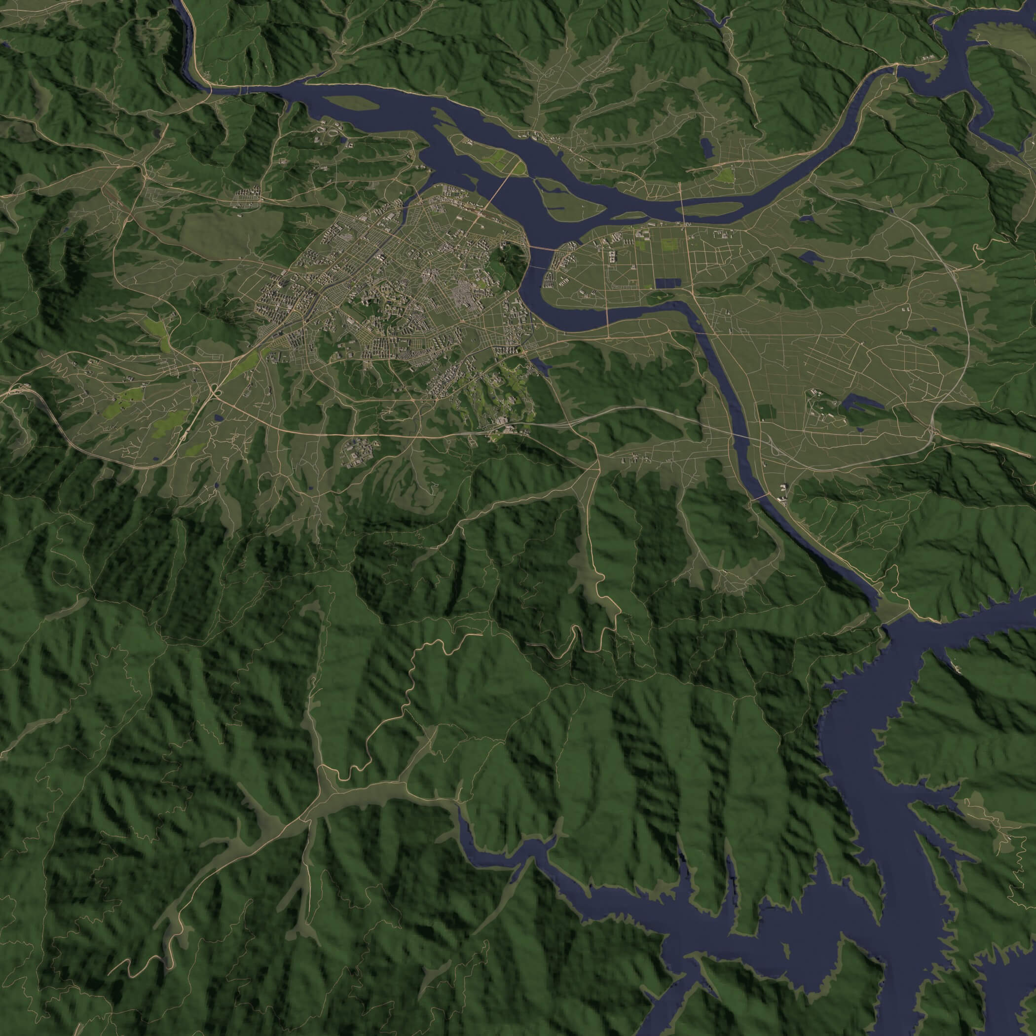 Chuncheon South Korea - City and Urban in 25 km x 25 km 3D Model